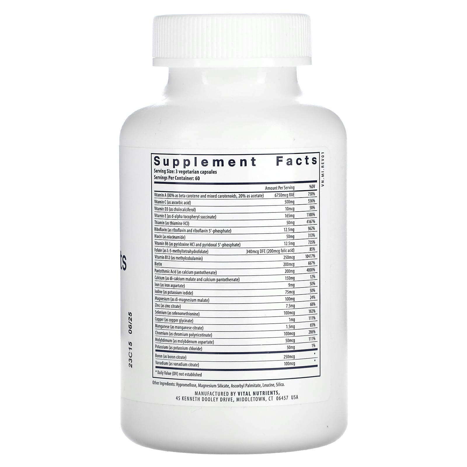 Vital Nutrients, Multi-Nutrients (with Iron & Iodine), 180 Vegetarian Capsules - Image 2