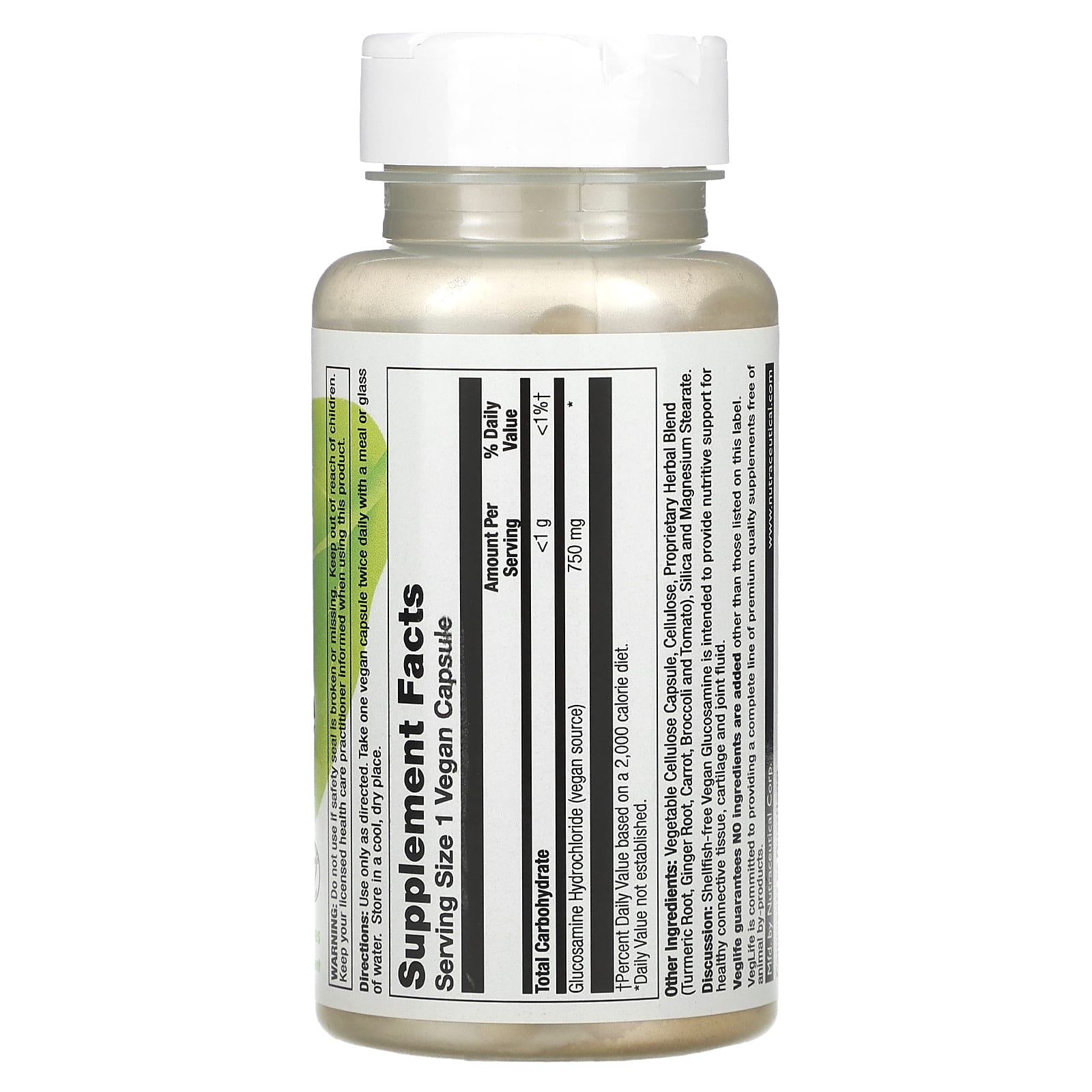 VegLife, Vegan Glucosamine, 750 mg , 60 Vegan Capsules - Image 2