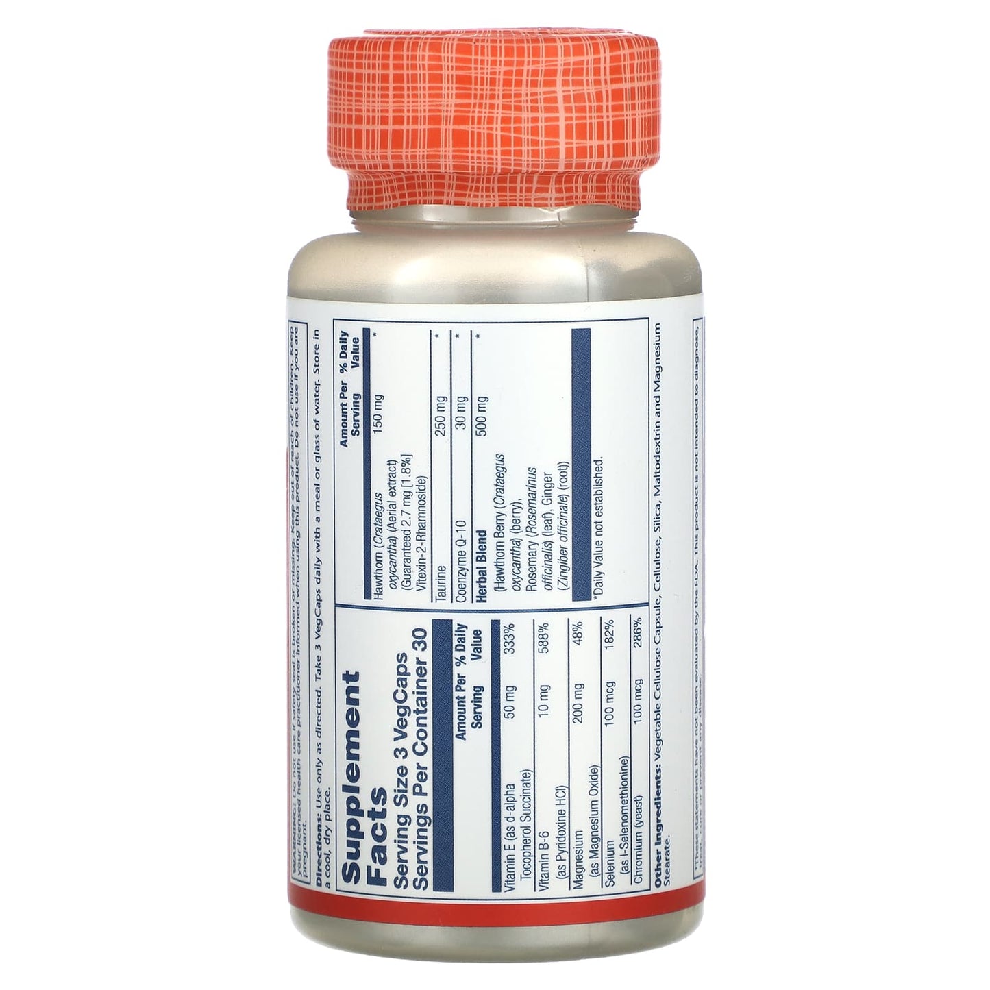 Solaray, Hawthorn Cardiovascular Blend with COQ10, 90 VegCaps - Image 2