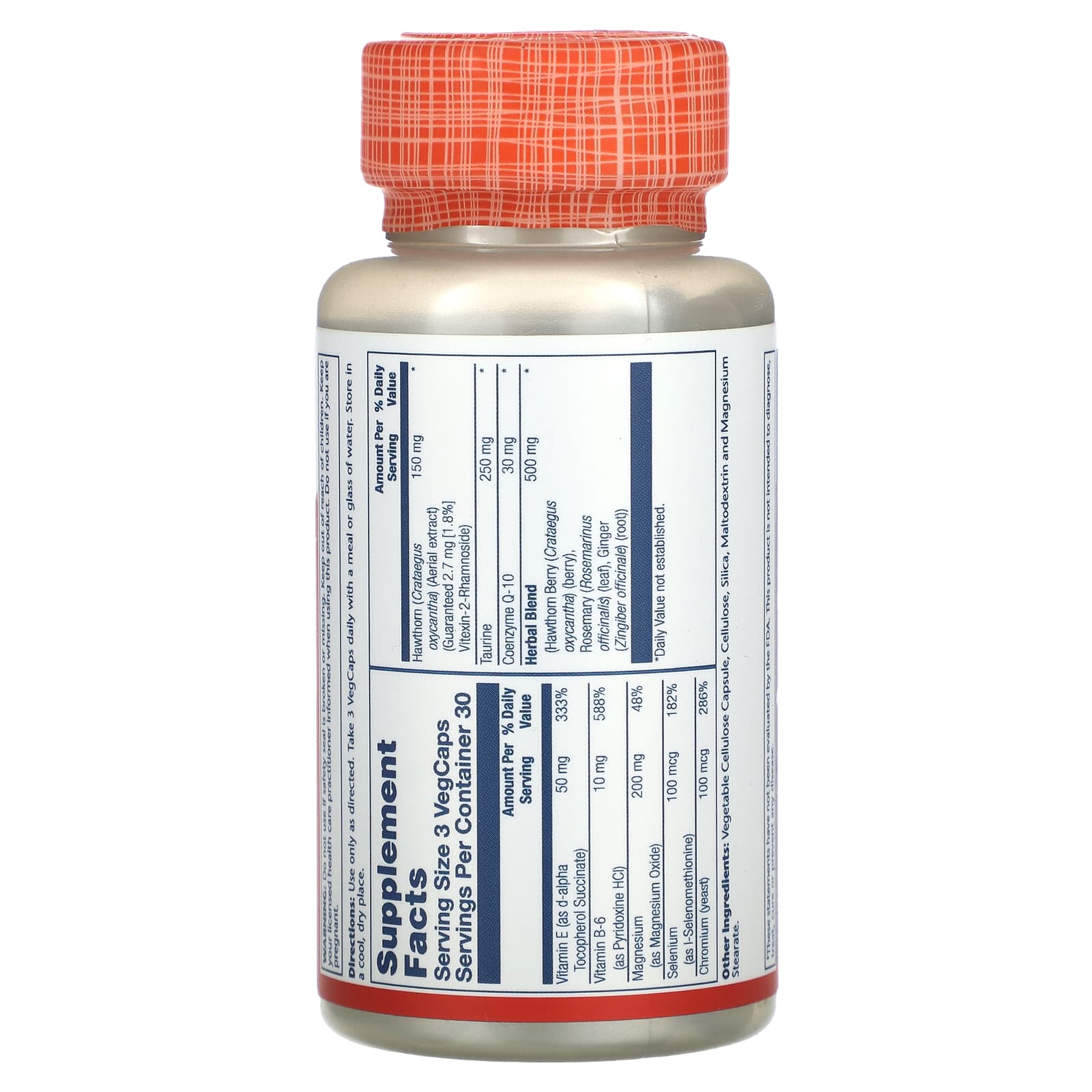 Solaray, Hawthorn Cardiovascular Blend with COQ10, 90 VegCaps - Image 2