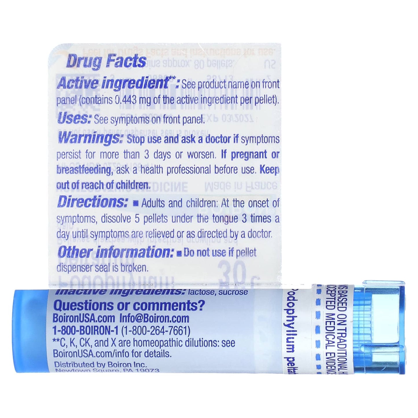 Boiron Podophyllum Peltatum 30C Homeopathic Diarrhea Relief 80 Pellets - Image 2