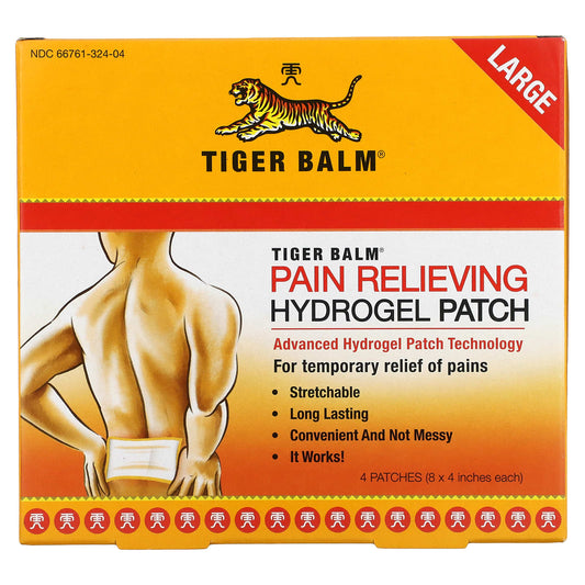 Tiger Balm, Pain Relieving Hydrogel Patch, Large, 4 Patches - Image 1