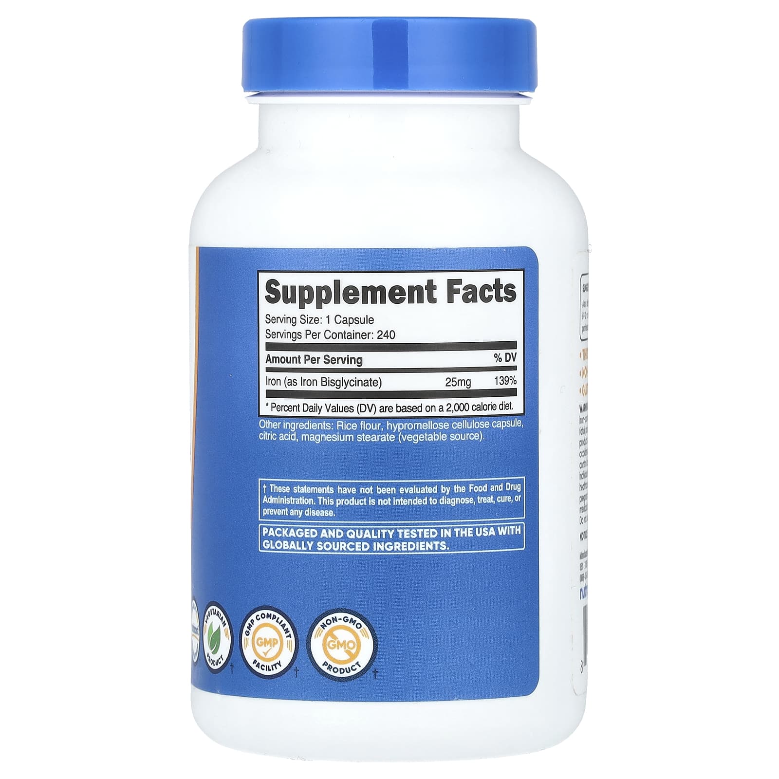 Nutricost, Iron, 25 mg , 240 Capsules - Image 2