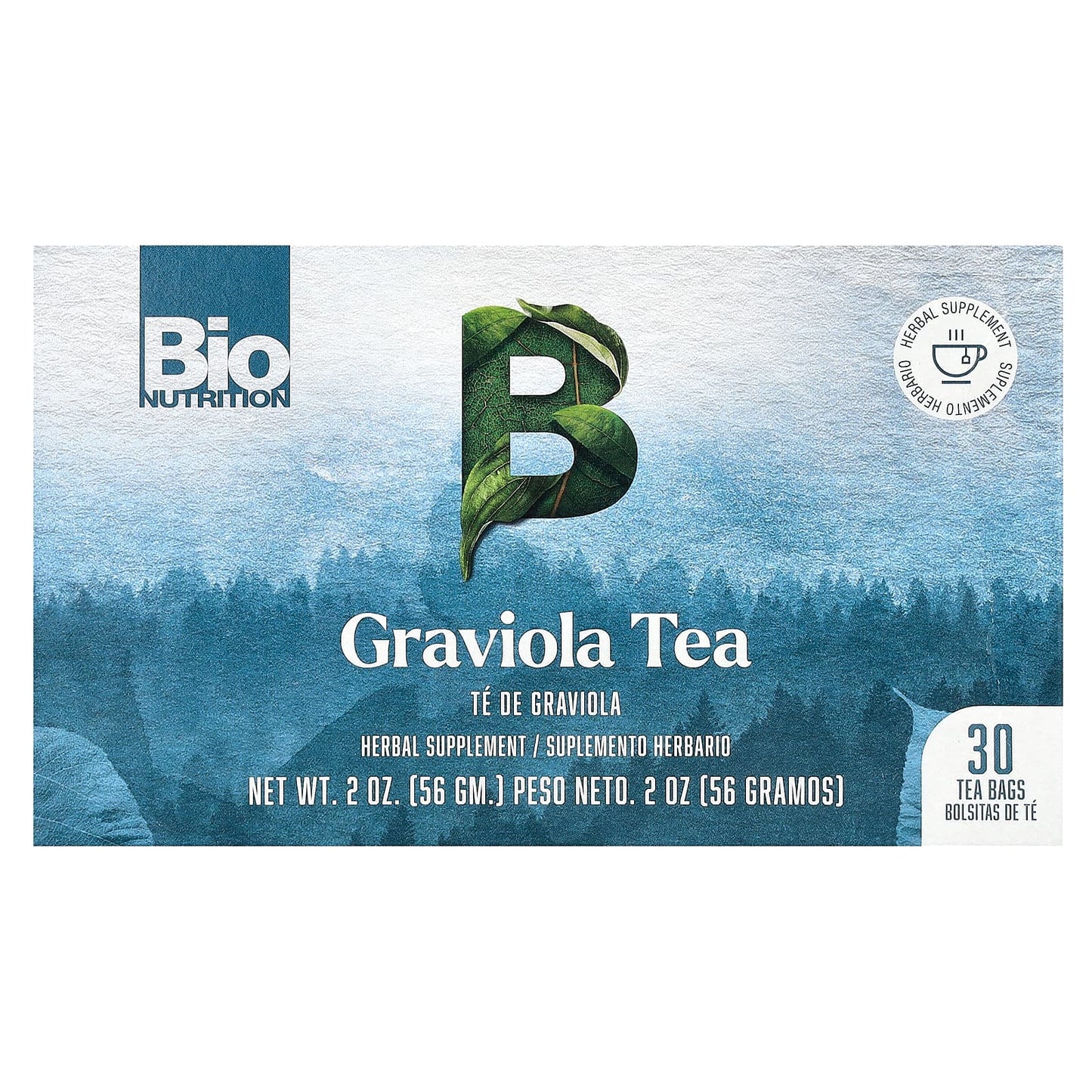 Graviola Tea by Bio Nutrition, Caffeine-Free, 30 Tea Bags - Image 1