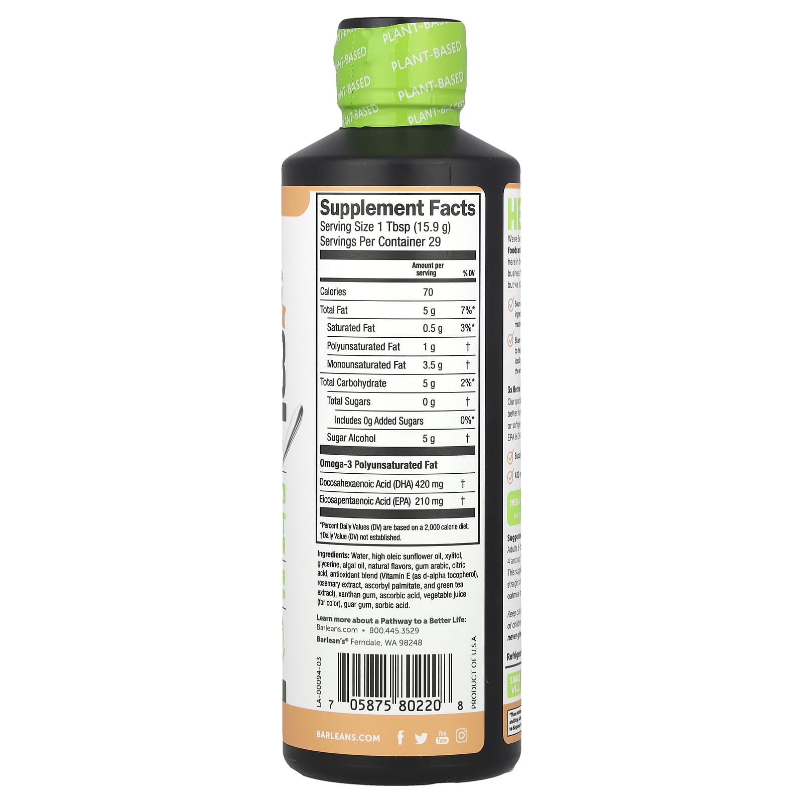 Barlean's Omega-3 Algae Oil: Vegan, Gluten-Free & Delicious - Image 2