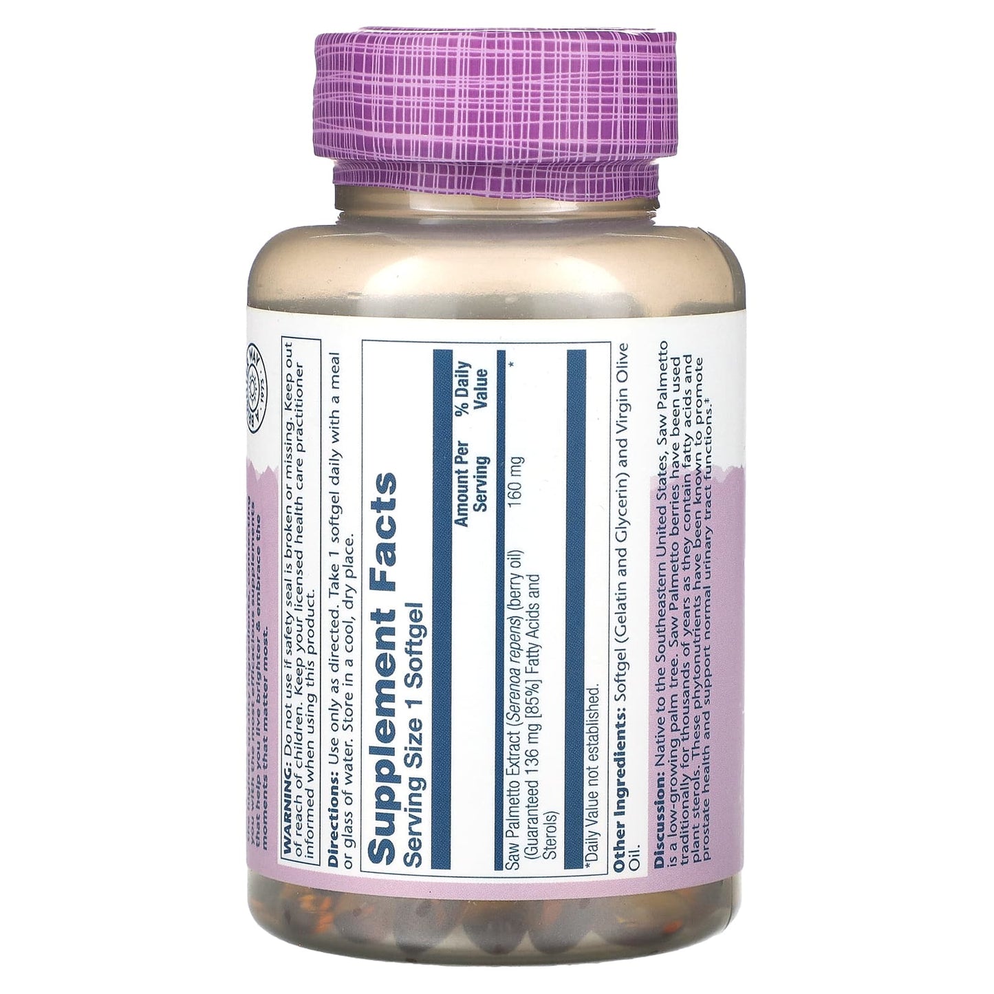 Solaray, Vital Extracts, Saw Palmetto, 160 mg, 240 Softgels - Image 2