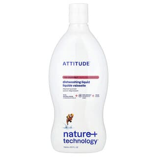 Gentle & Effective Dishwashing Liquid by ATTITUDE - Pink Grapefruit Scent, 23.7 