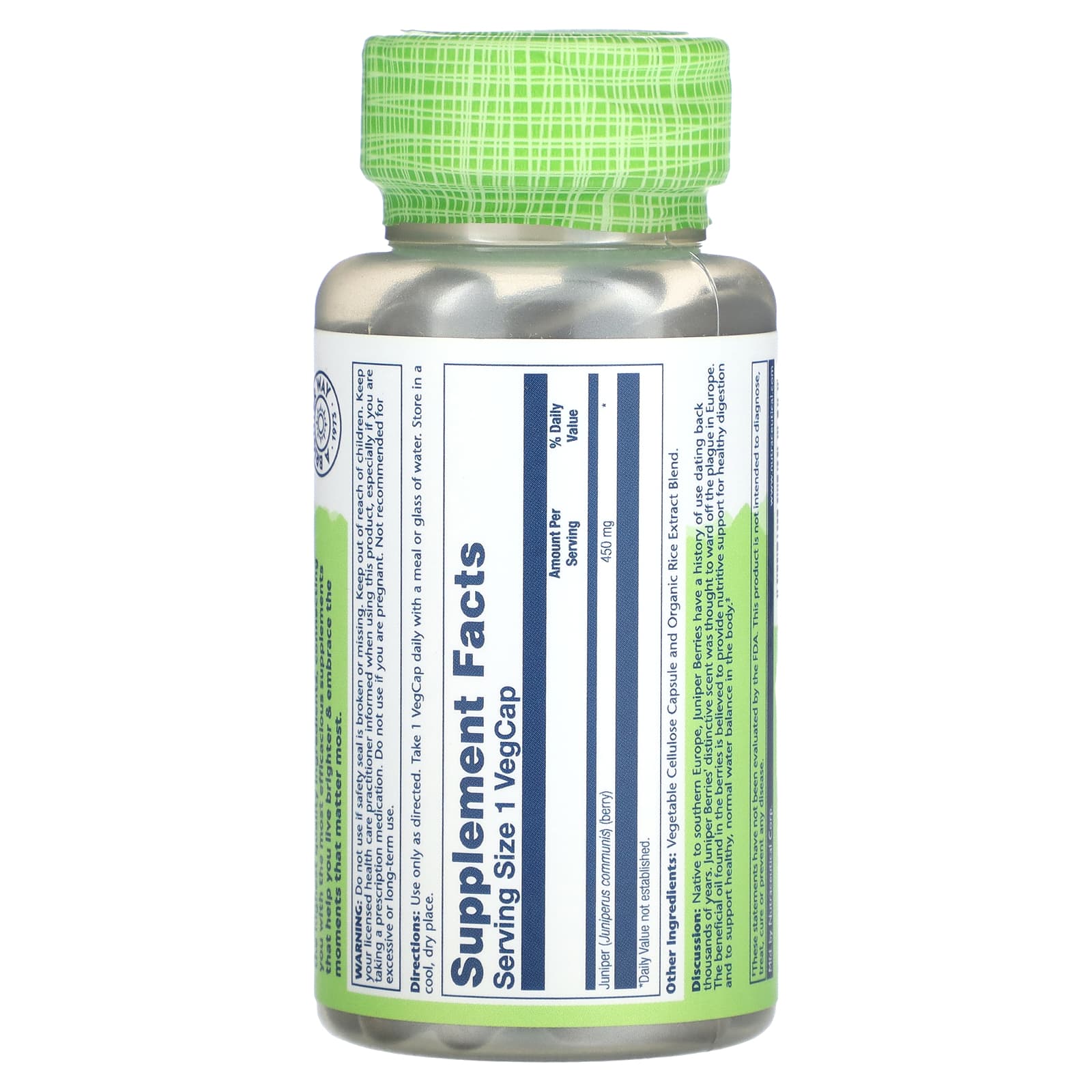 Solaray, True Herbs, Juniper, 450 mg , 100 VegCaps - Image 2