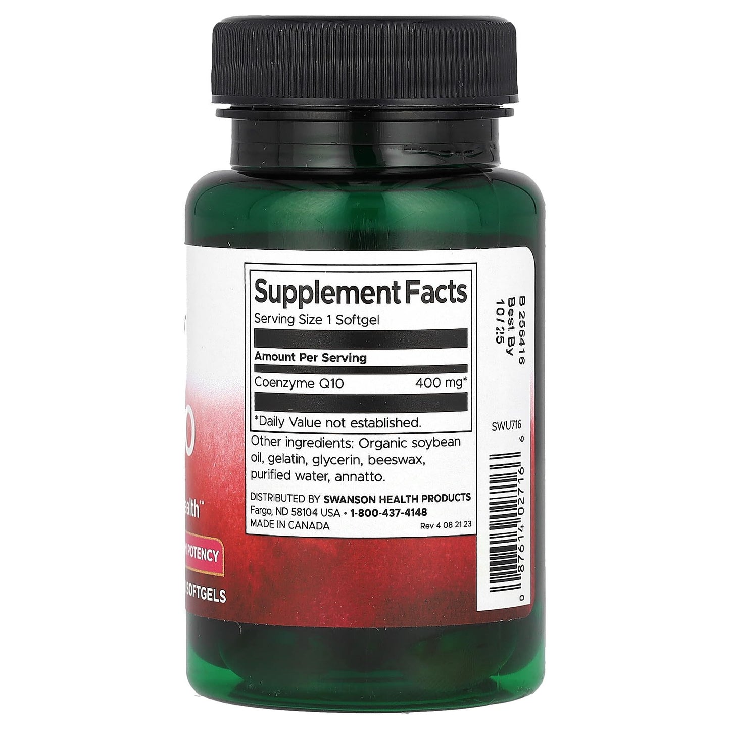 Swanson, CoQ10, Maximum Potency, 400 mg, 30 Softgels - Image 2