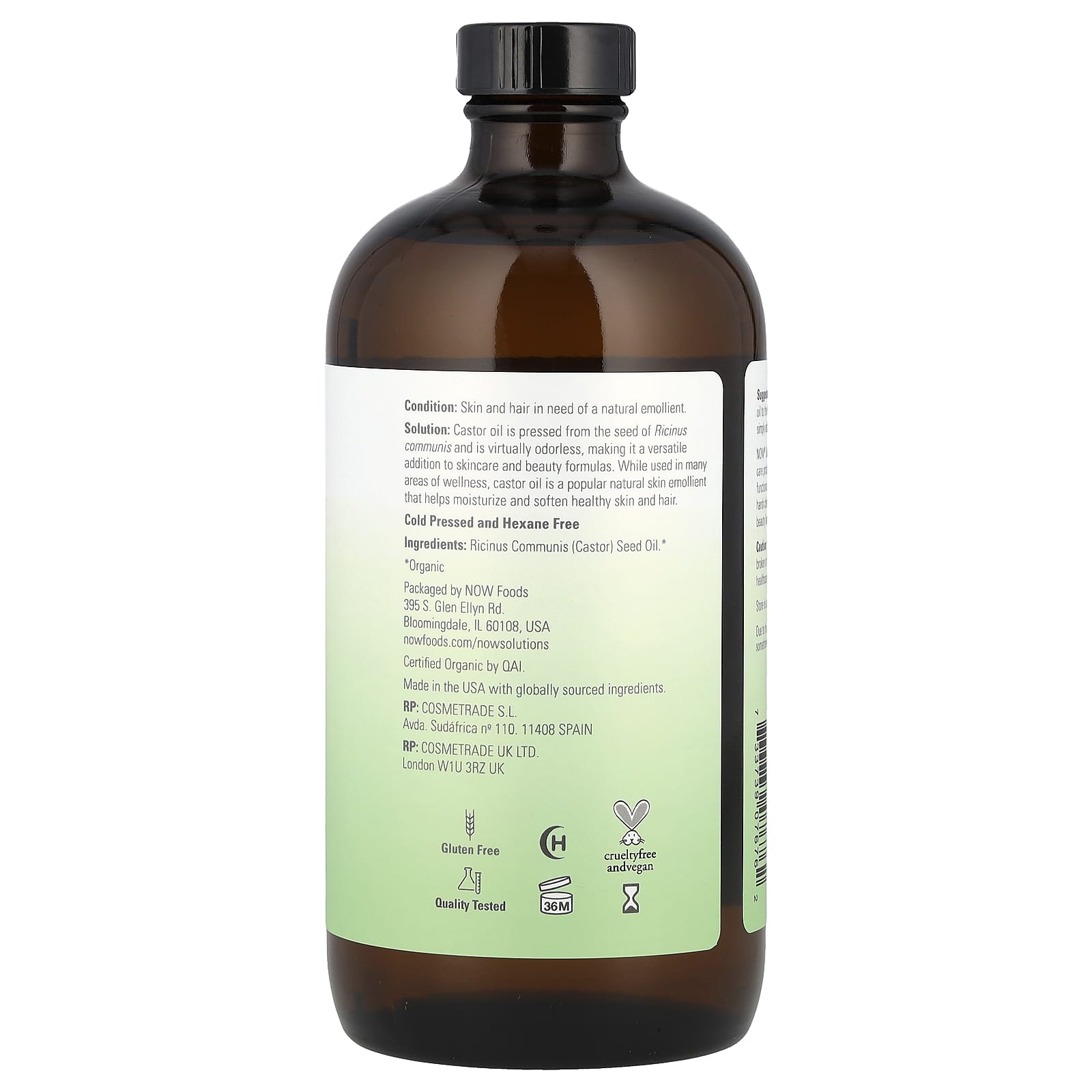 NOW Foods, Solutions, Certified Organic Castor Oil, 16 fl oz (473 ml) - Image 2