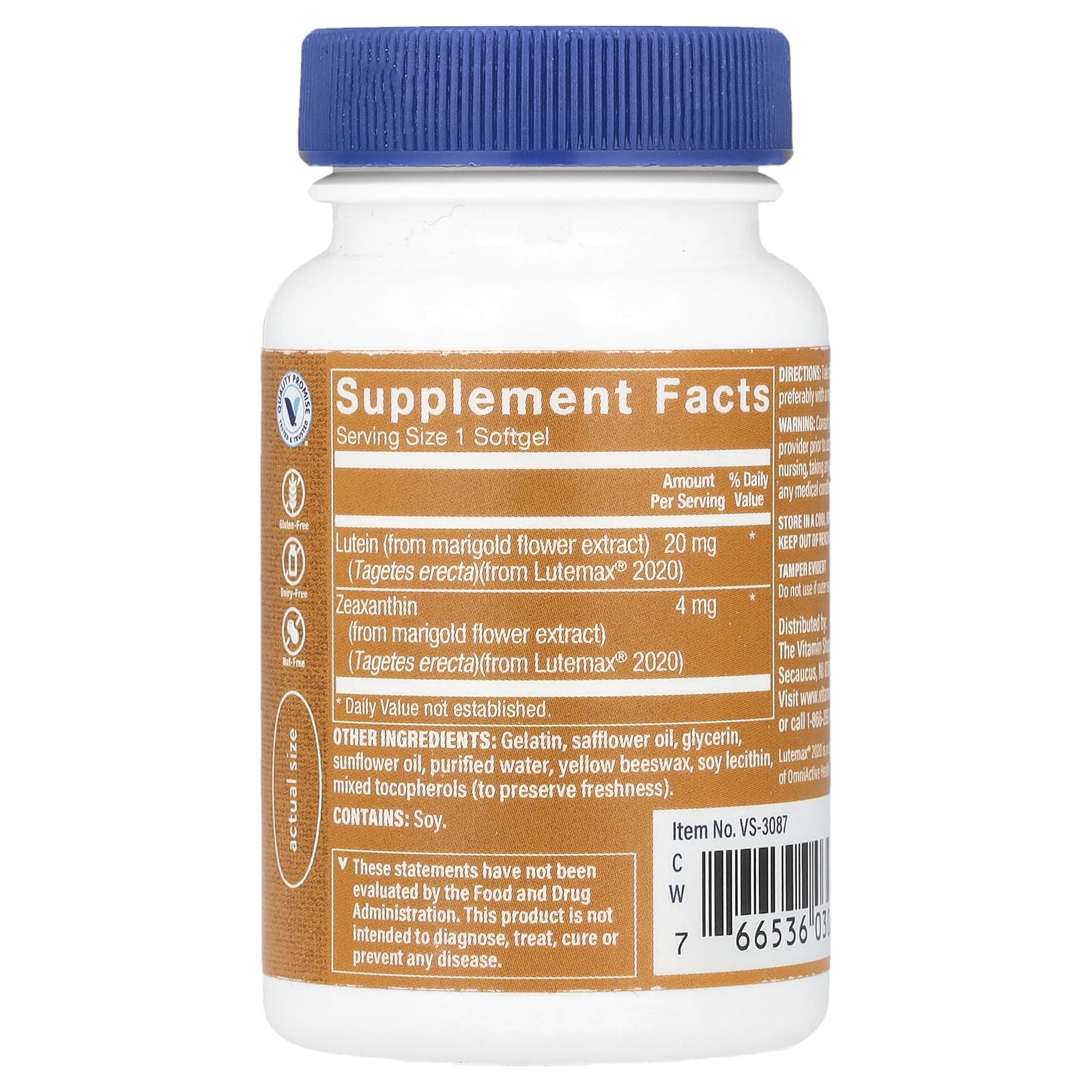 The Vitamin Shoppe, Lutein, 20 mg, 60 Softgels - Image 2