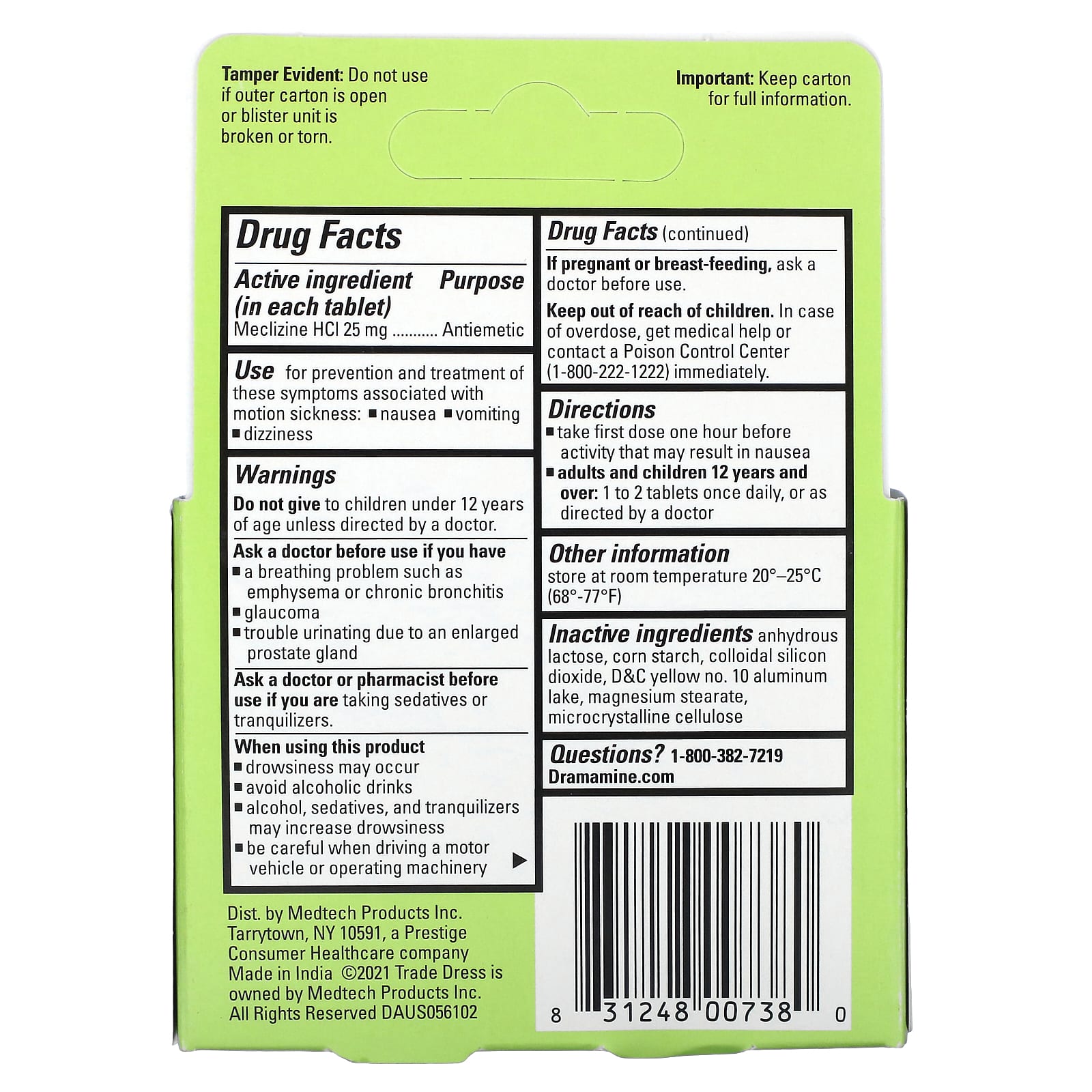 Dramamine Motion Sickness Relief - Up to 24 Hours - 10 Tablets - Image 2