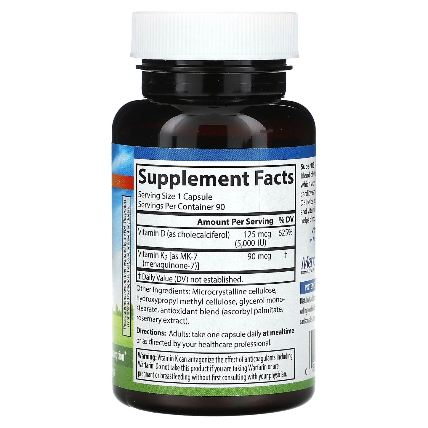 Vitamin D3, K2, and Bone Health Support - 90 Capsules - Image 2