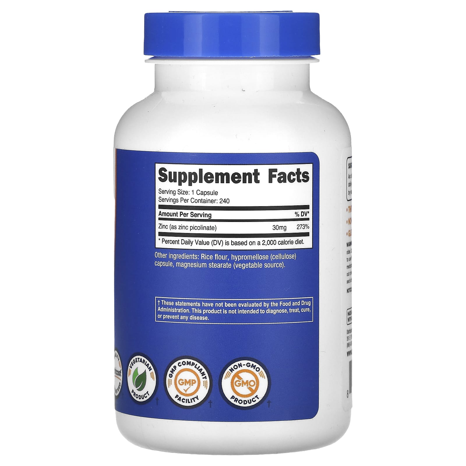 Nutricost, Zinc Picolinate, 30 mg, 240 Capsules - Image 2