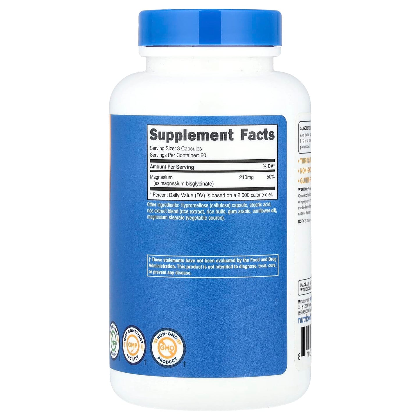 Nutricost, Magnesium Glycinate, 180 Capsules (70 mg per Capsule) - Image 2