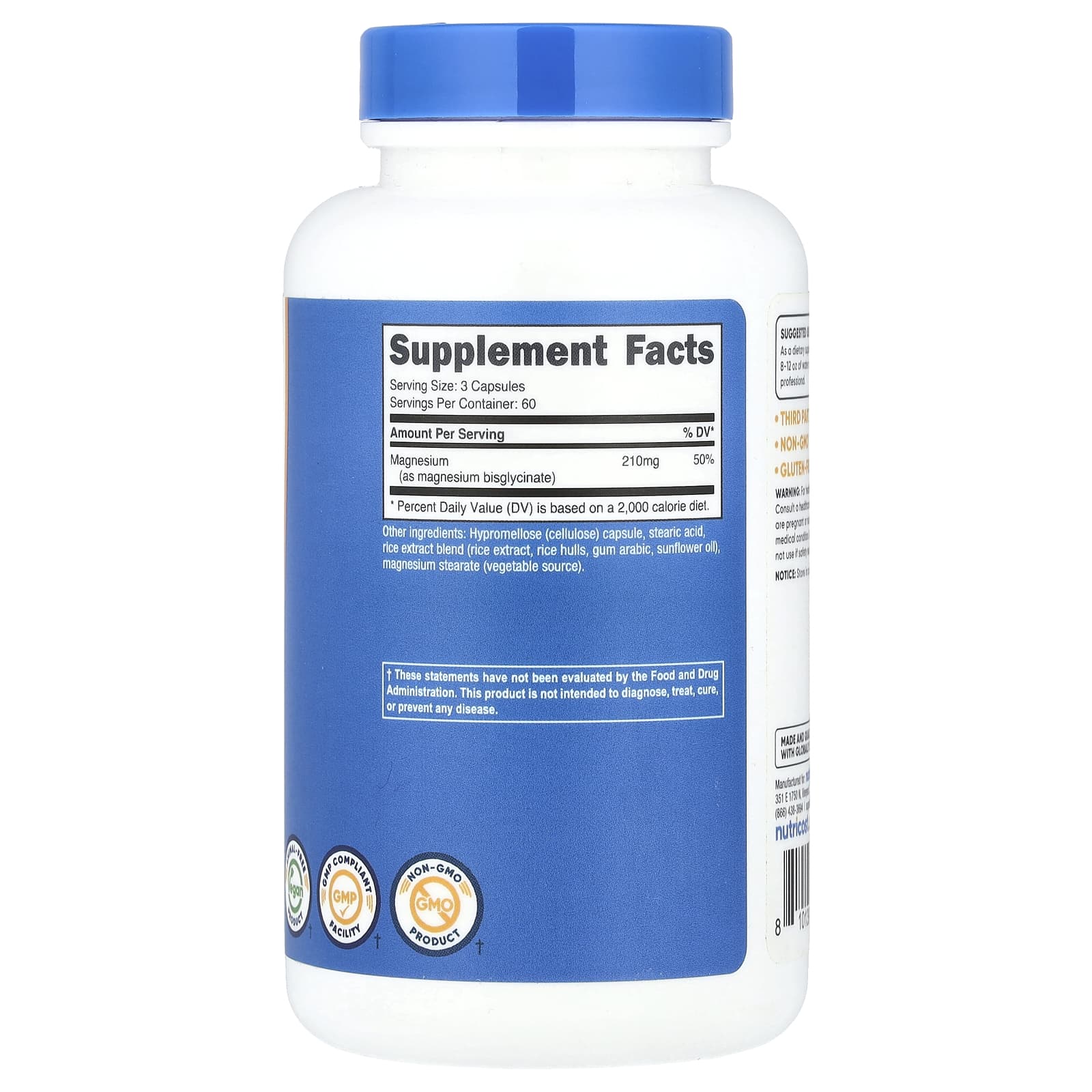Nutricost, Magnesium Glycinate, 180 Capsules (70 mg per Capsule) - Image 2