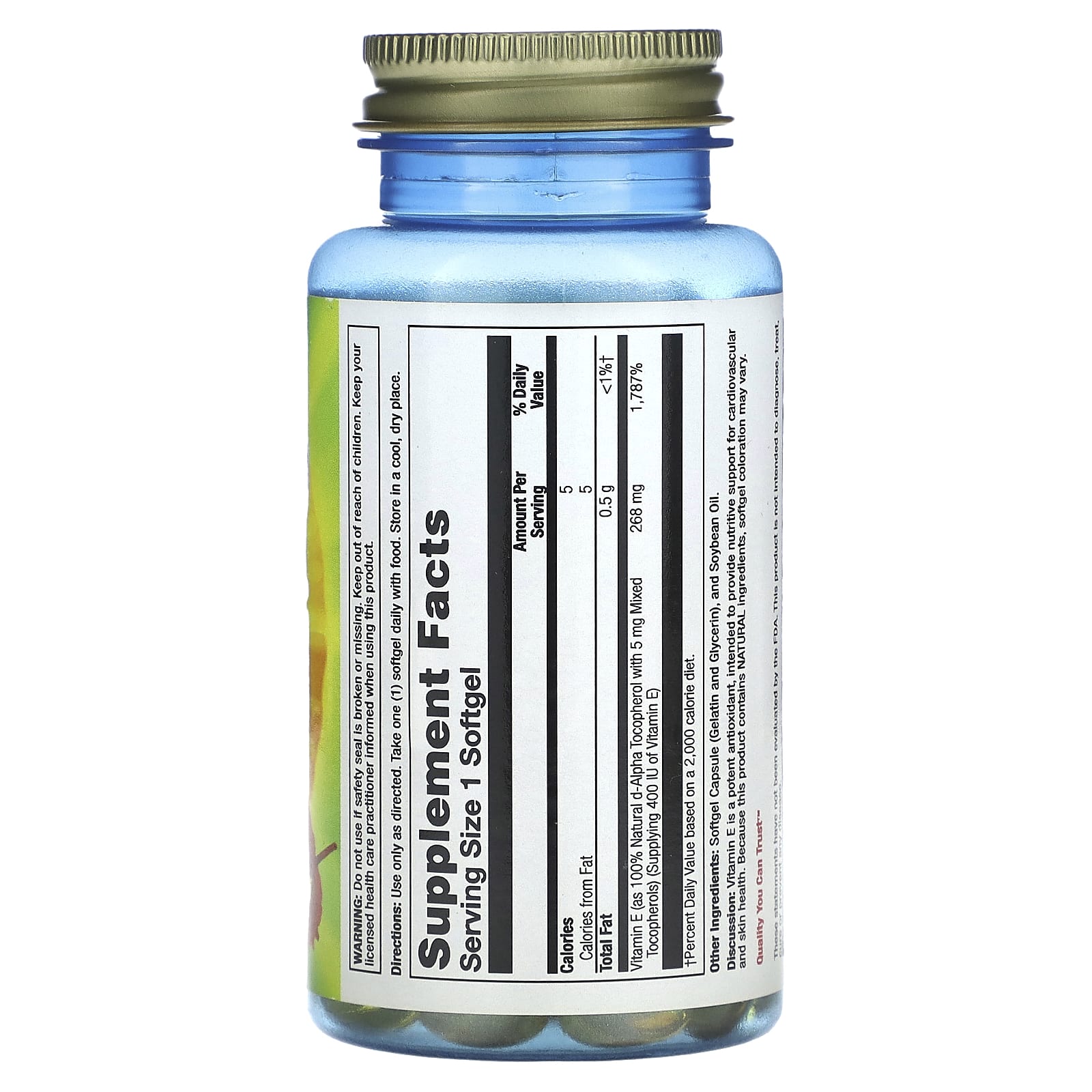 Nature's Life, Vitamin E, 268 mg (400 IU), 100 Softgels - Image 2