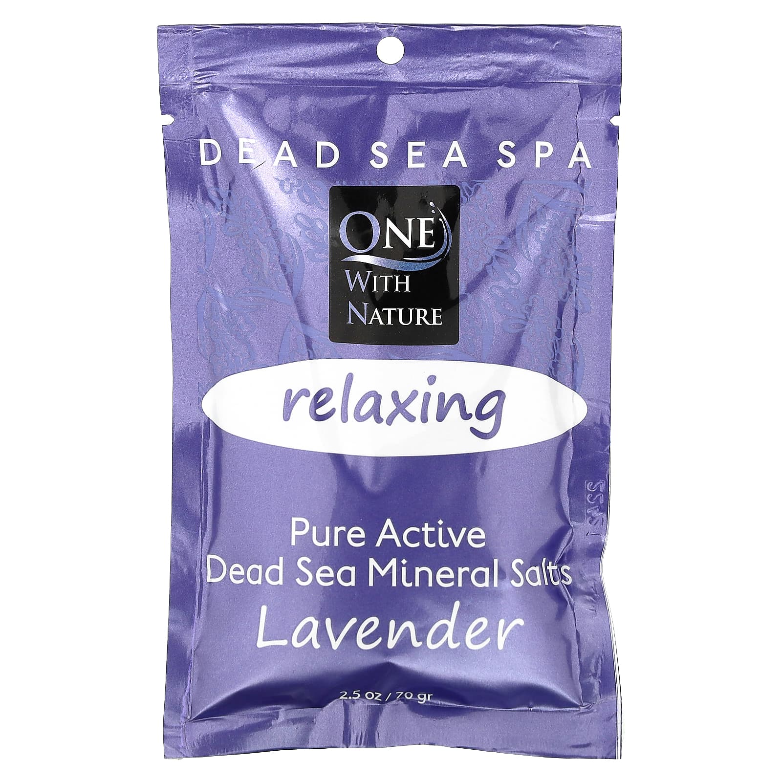 One with Nature, Dead Sea Spa, Mineral Salts, Relaxing, Lavender, 2.5 oz (70 g) - Image 1