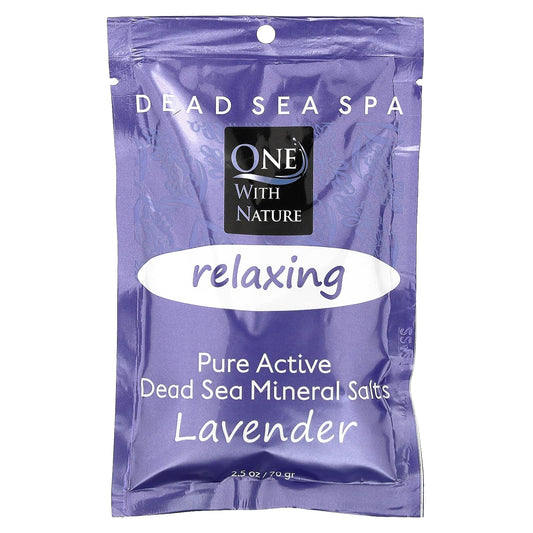 One with Nature, Dead Sea Spa, Mineral Salts, Relaxing, Lavender, 2.5 oz (70 g) - Image 1