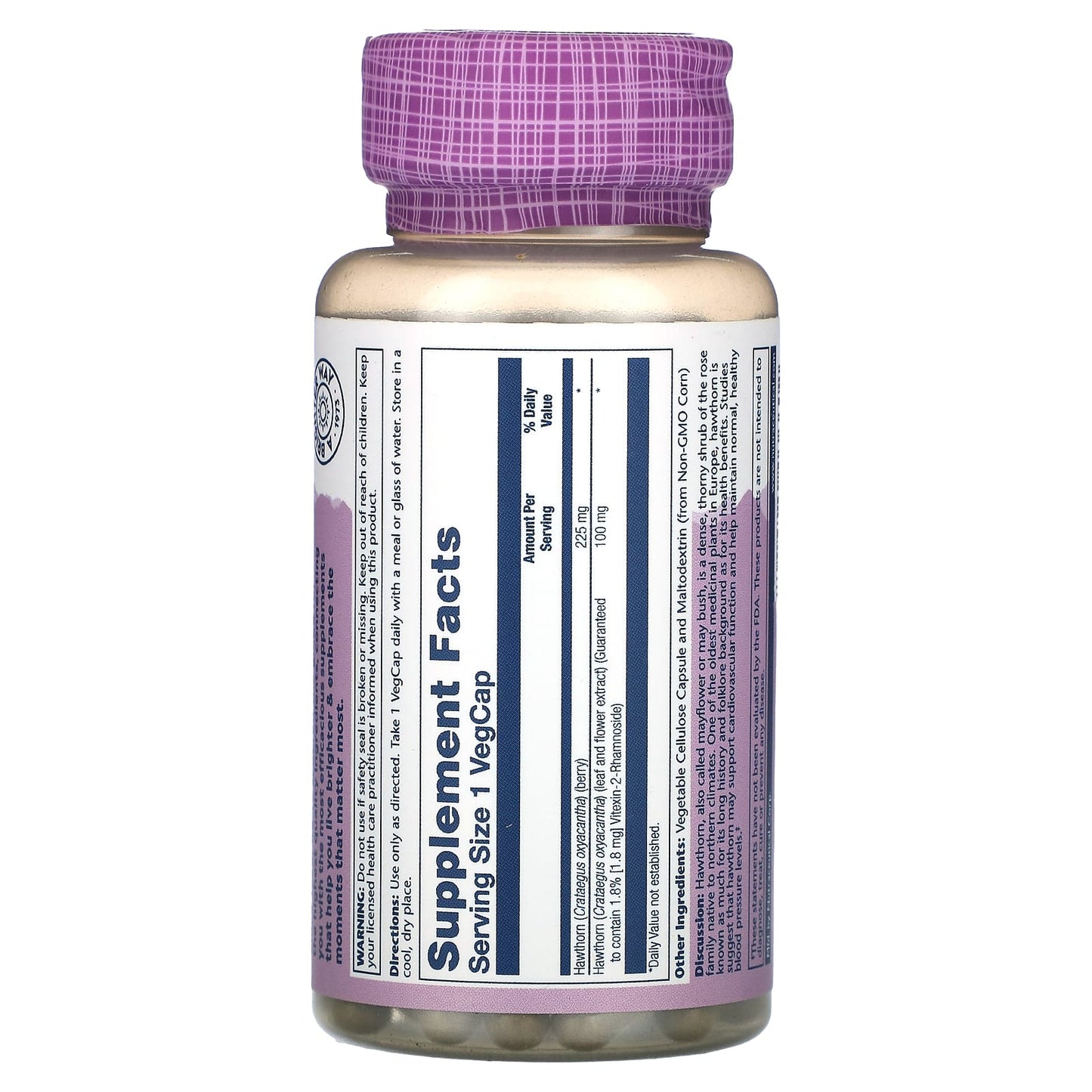 Solaray, Vital Extracts, Hawthorn, 60 VegCaps - Image 2