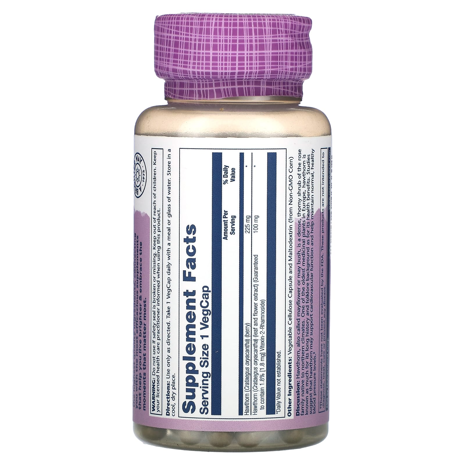 Solaray, Vital Extracts, Hawthorn, 60 VegCaps - Image 2