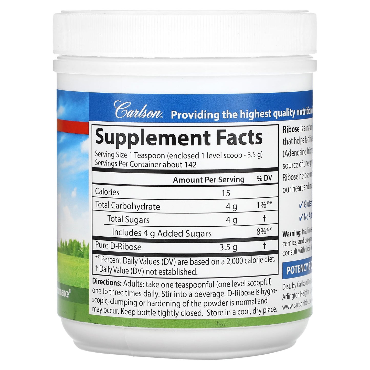 Carlson 100% Pure D-Ribose Energy & Muscle Recovery Supplement - Image 2