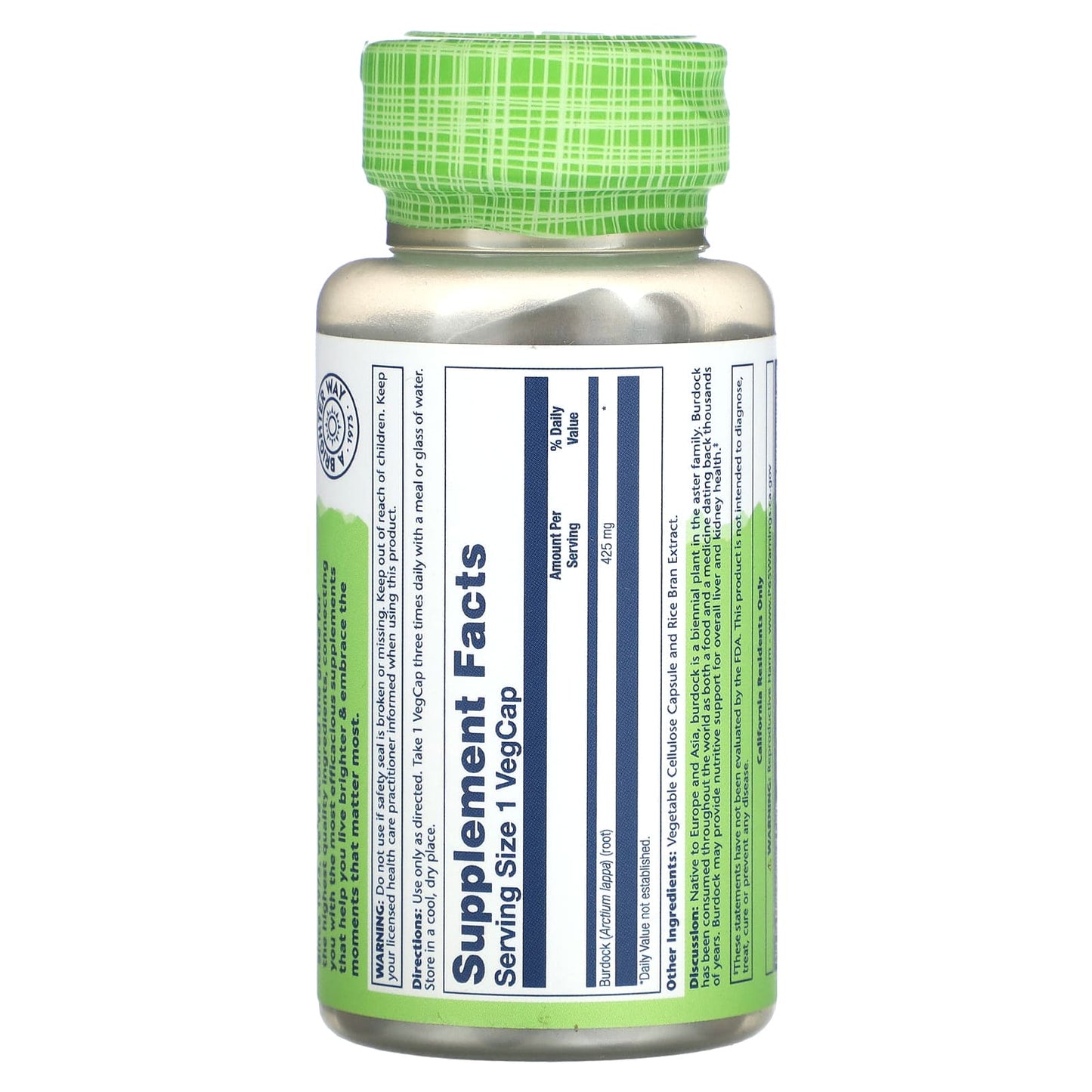 Solaray, True Herbs, Burdock, 425 mg, 100 VegCaps - Image 2