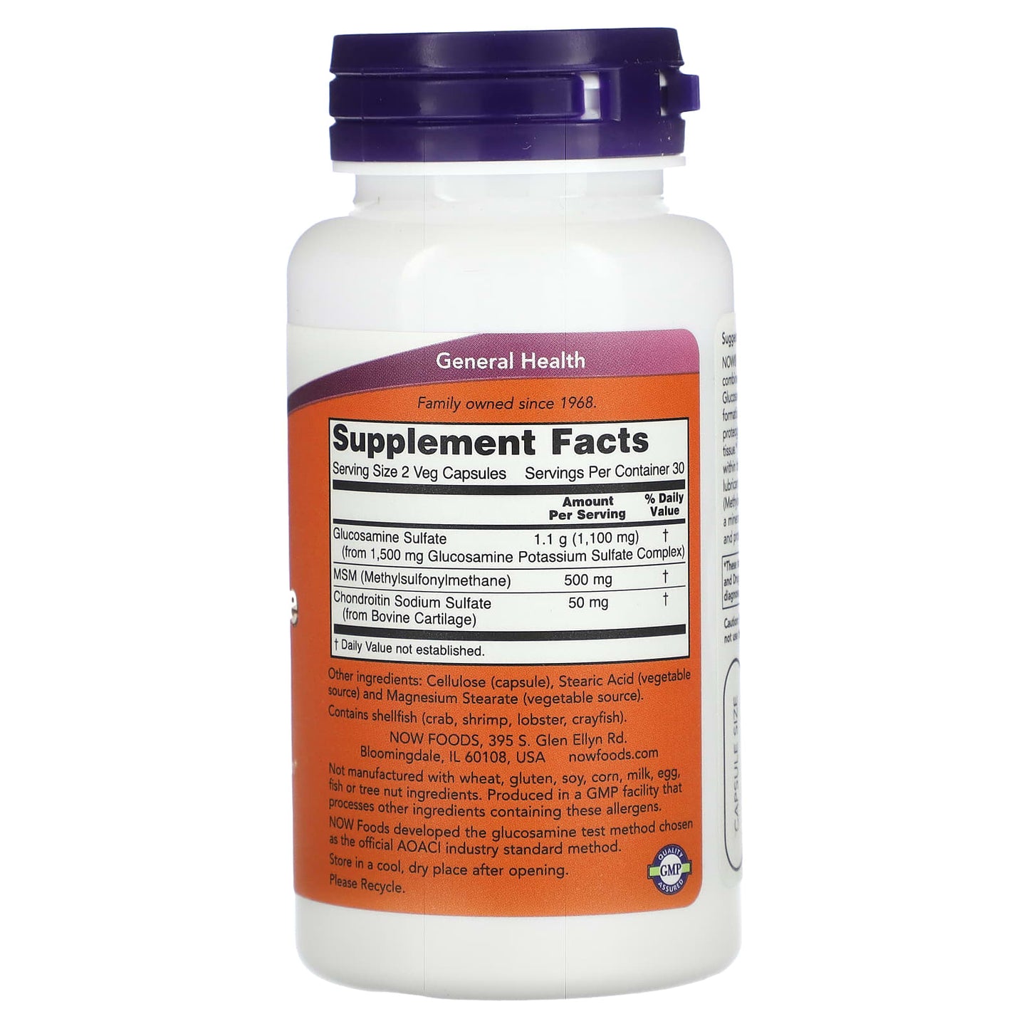 NOW Foods, Glucosamine & MSM, 60 Veg Capsules - Image 2