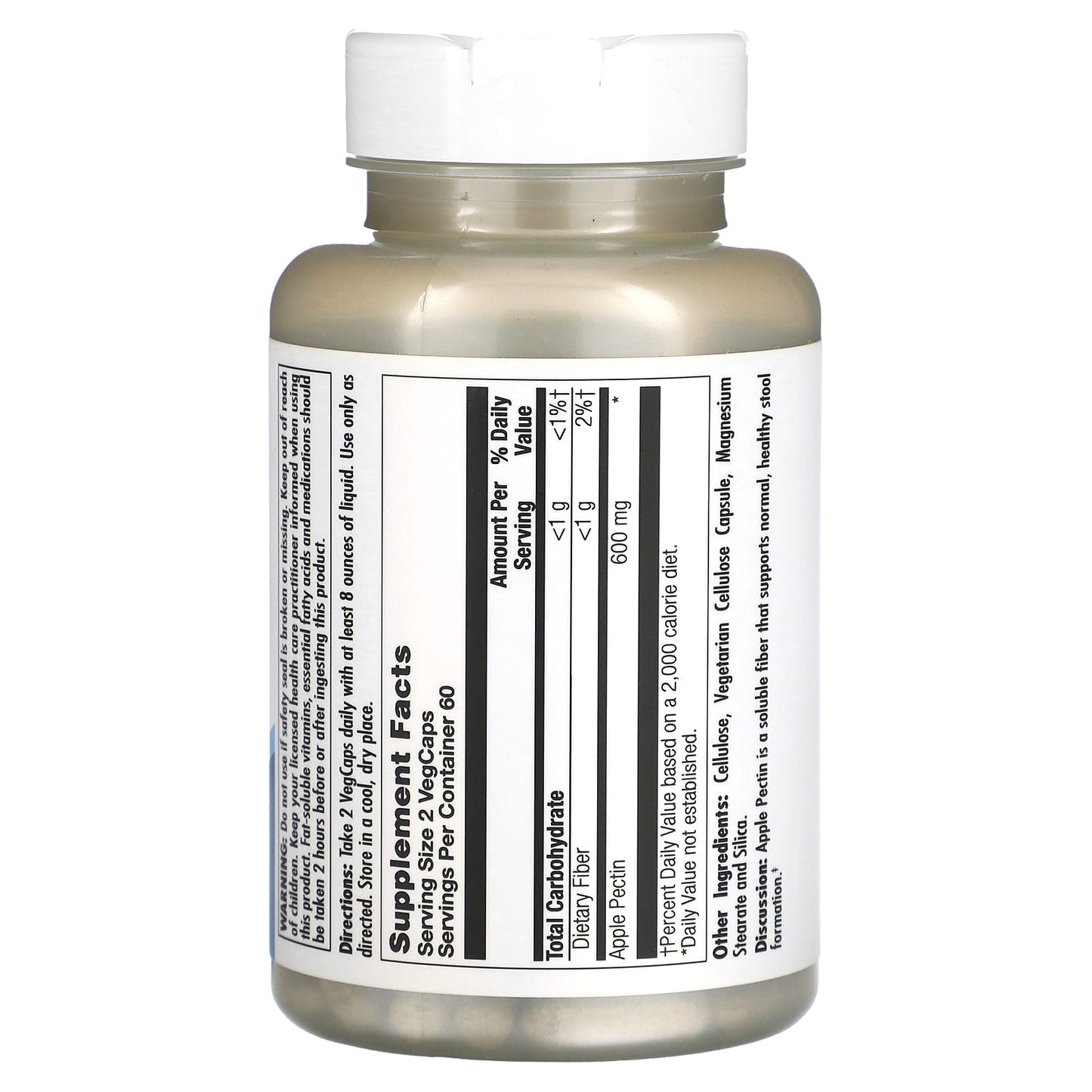 KAL Apple Pectin 600mg for Digestive Health 120 VegCaps - Image 2