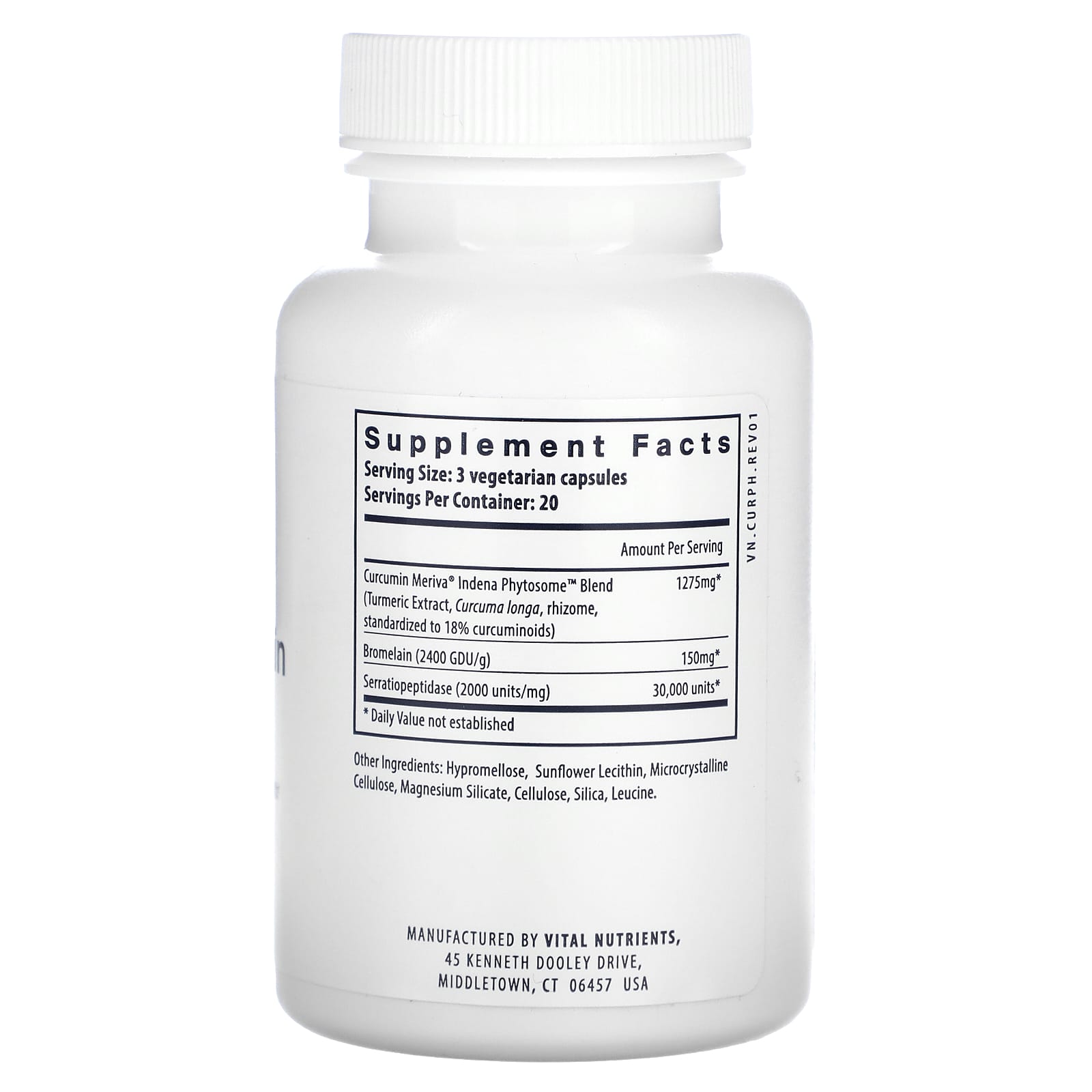 Vital Nutrients, Phyto-Curcumin Plus Enzymes , 60 Vegetarian Capsules - Image 2