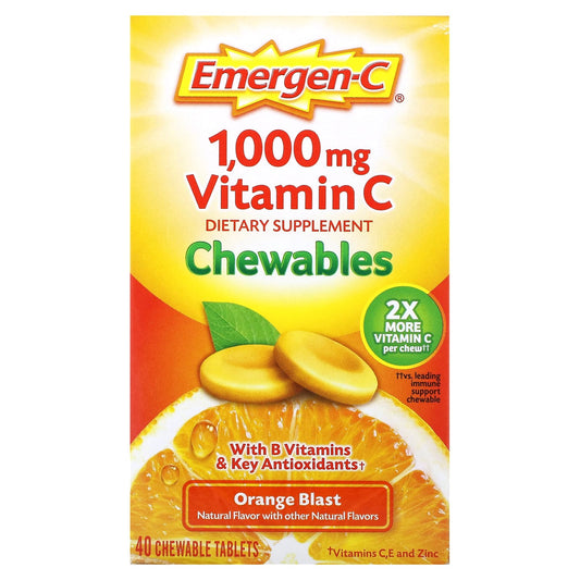Immune Support with Emergen-C Orange Blast Vitamin C Chewables - 40 Tablets - Image 1