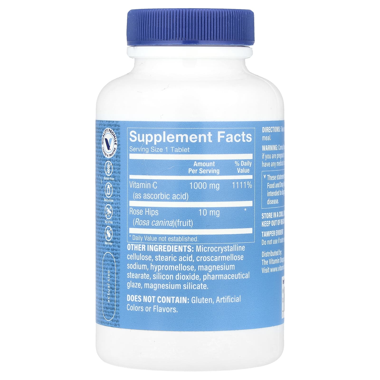 The Vitamin Shoppe, Vitamin C With Rose Hips, 100 Tablets - Image 2