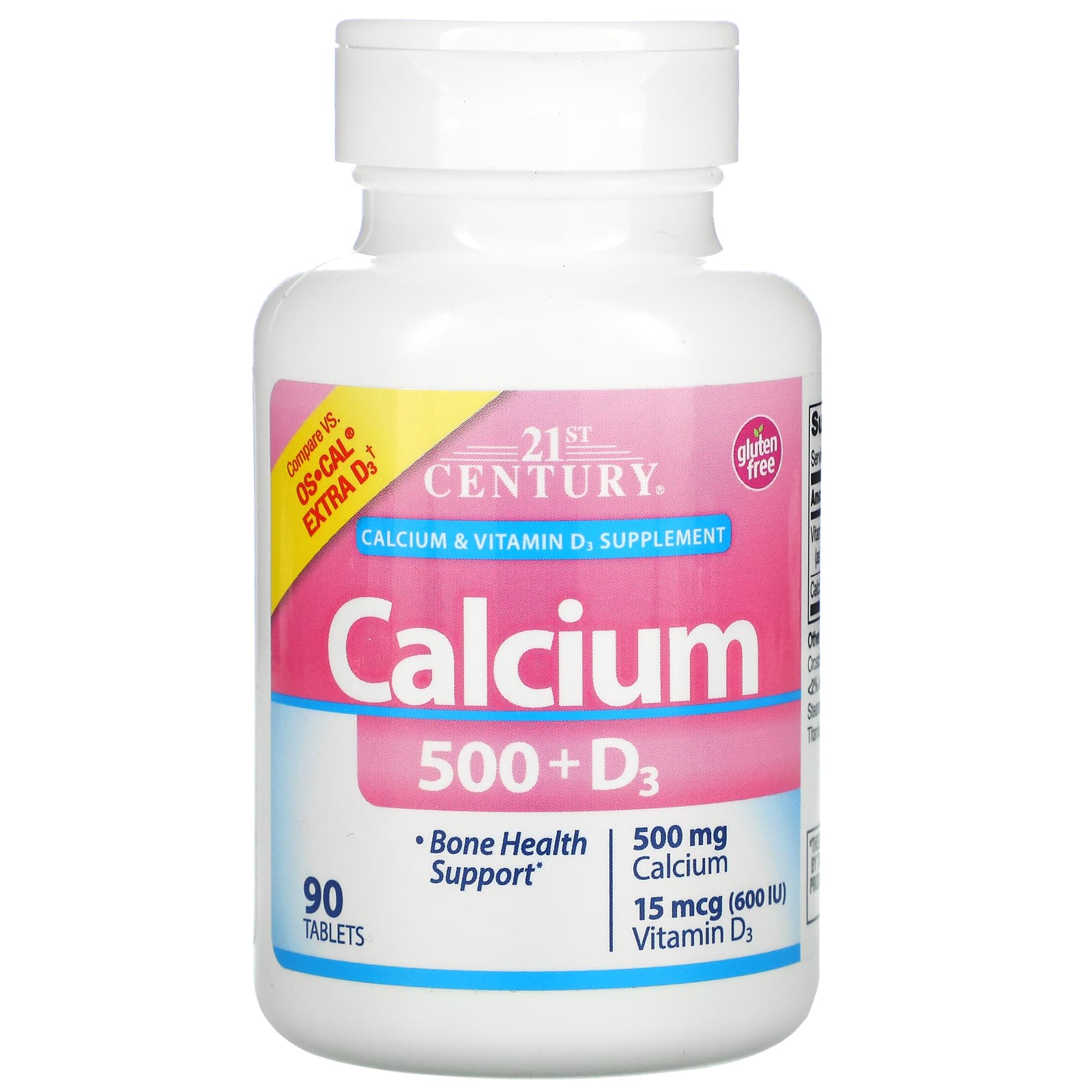 Calcium 500 + D3 Supplement for Stronger Bones - 90 Tablets - Image 1