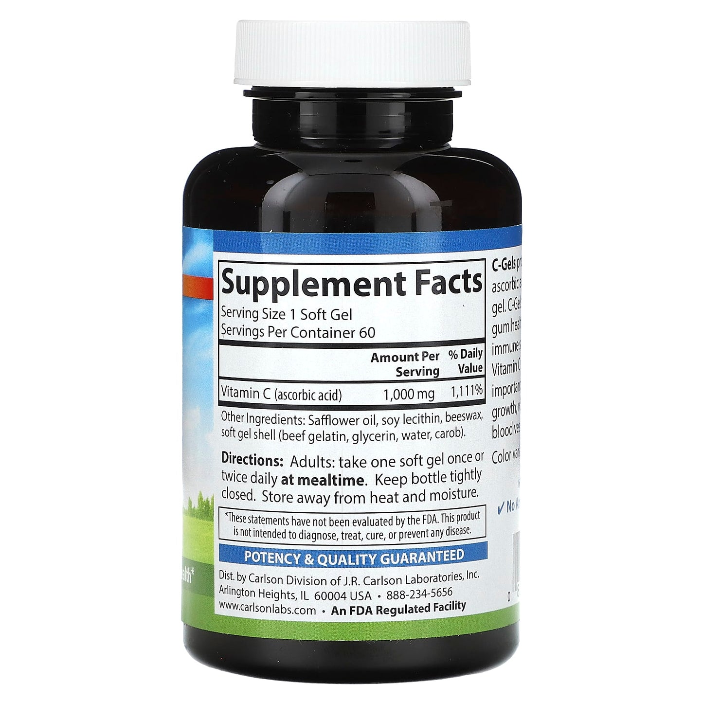 Boost Immunity with Carlson Vitamin C 1,000mg 60 Soft Gels - Image 2
