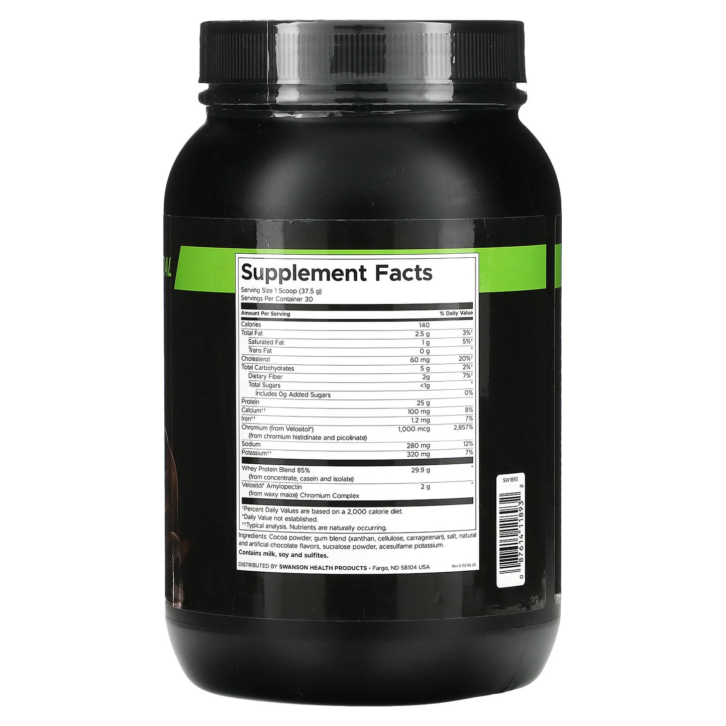 Swanson, Whey Protein, Chocolate, 2.5 lbs (1,125 g) - Image 2