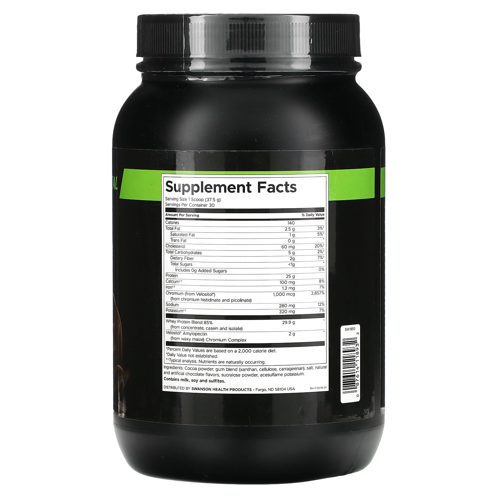 Swanson, Whey Protein, Chocolate, 2.5 lbs (1,125 g) - Image 2
