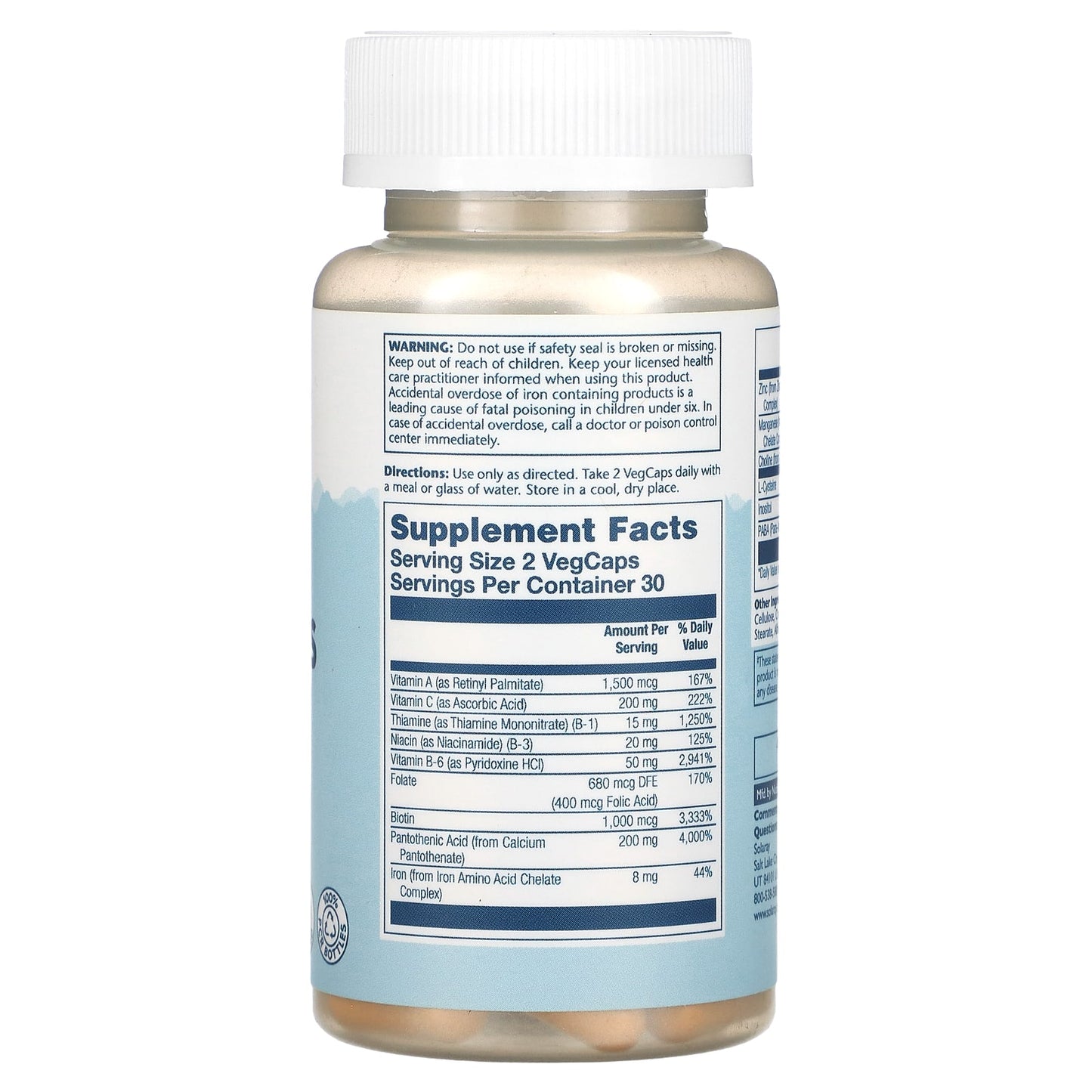 Solaray, Hair Nutrients, 60 VegCaps - Image 2