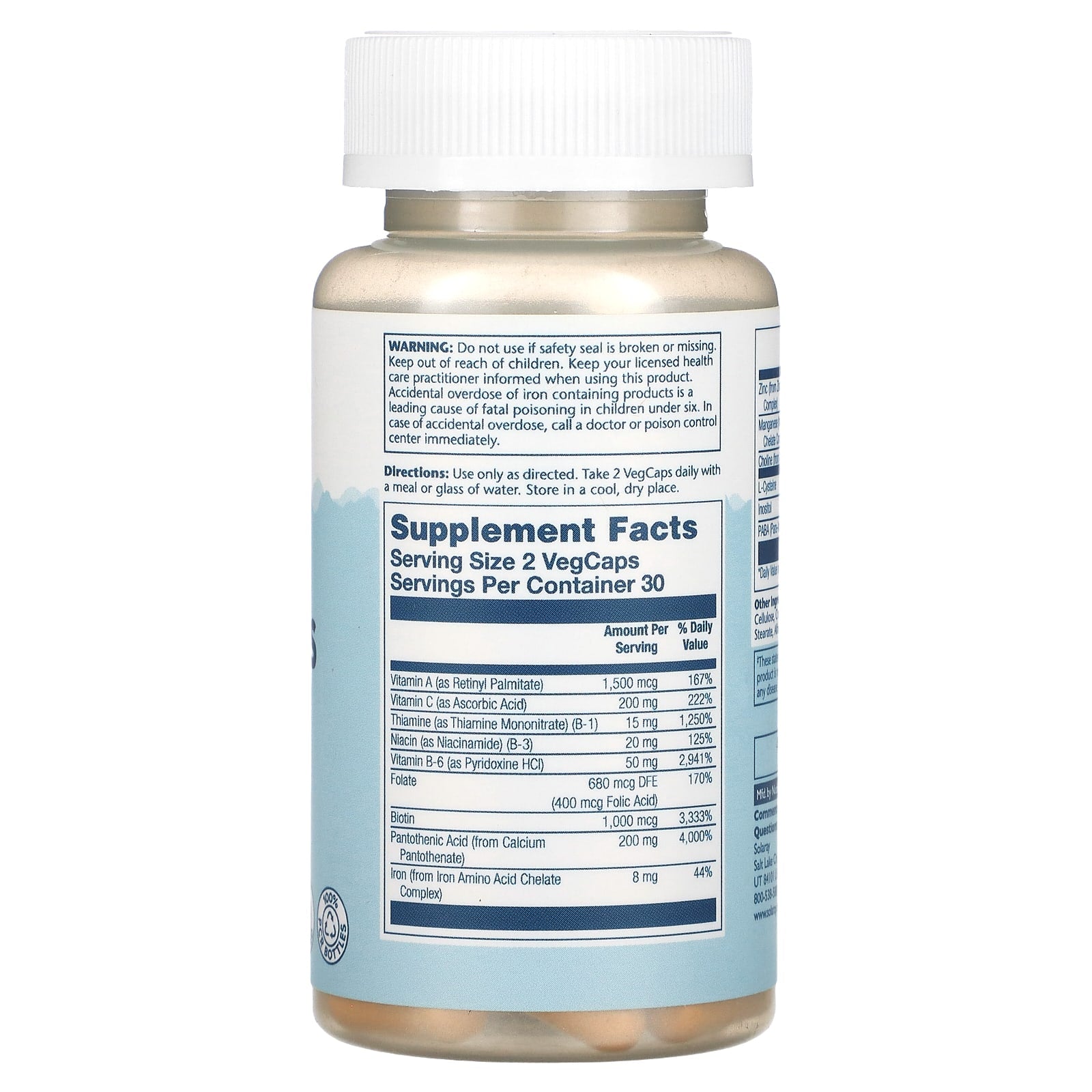 Solaray, Hair Nutrients, 60 VegCaps - Image 2