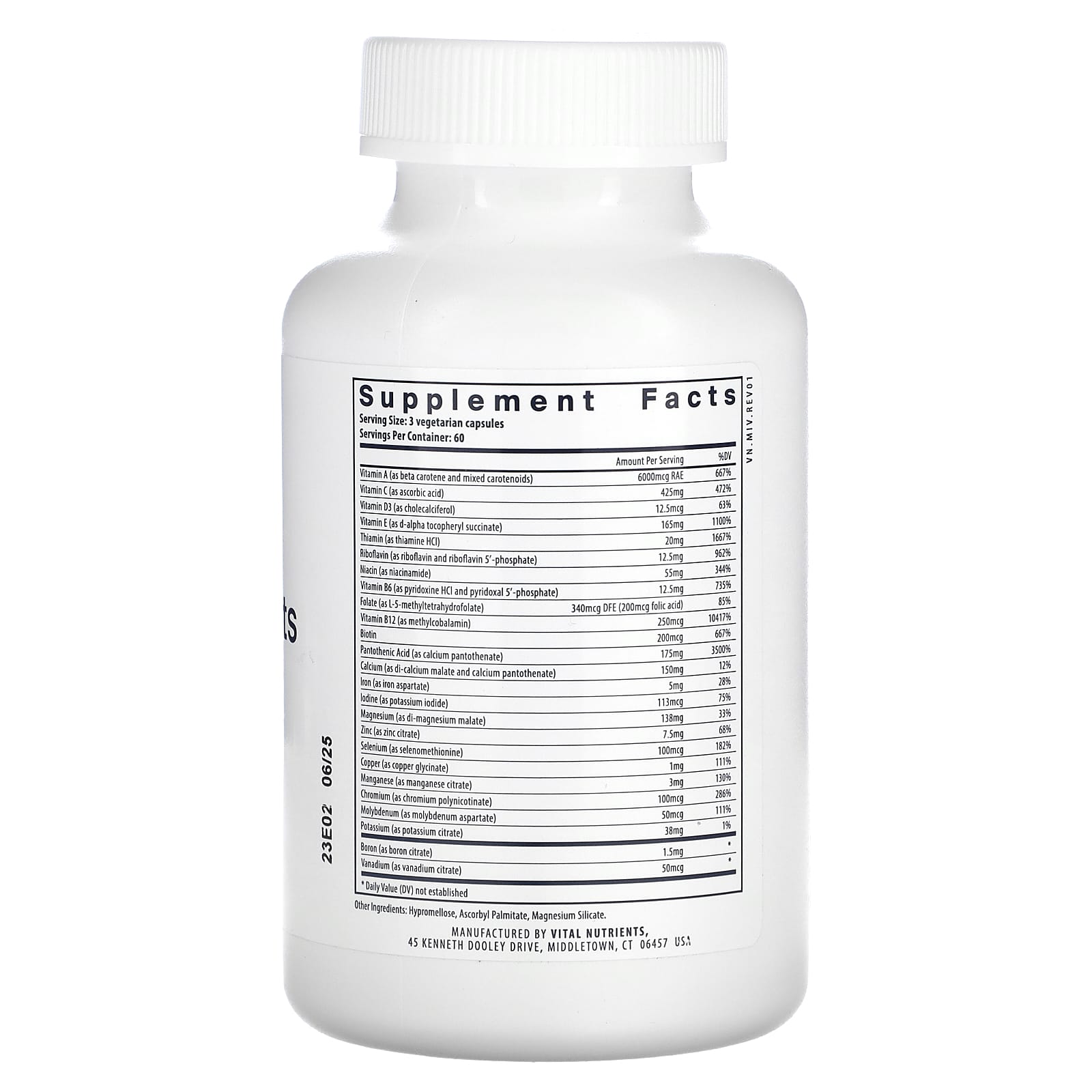 Vital Nutrients, Multi-Nutrients (with Copper & Iron), 180 Vegetarian Capsules - Image 2