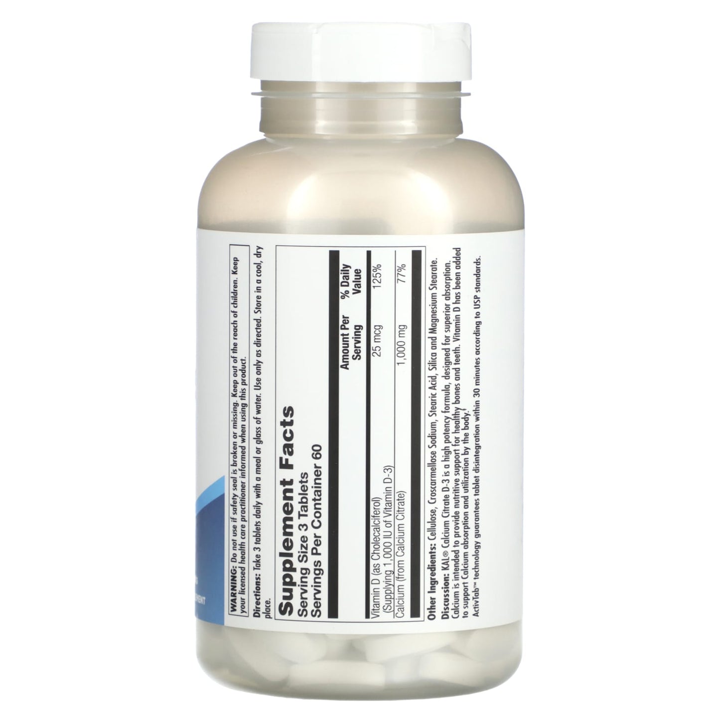Calcium Citrate D-3 Supplement for Strong Bones & Teeth by KAL - Image 2