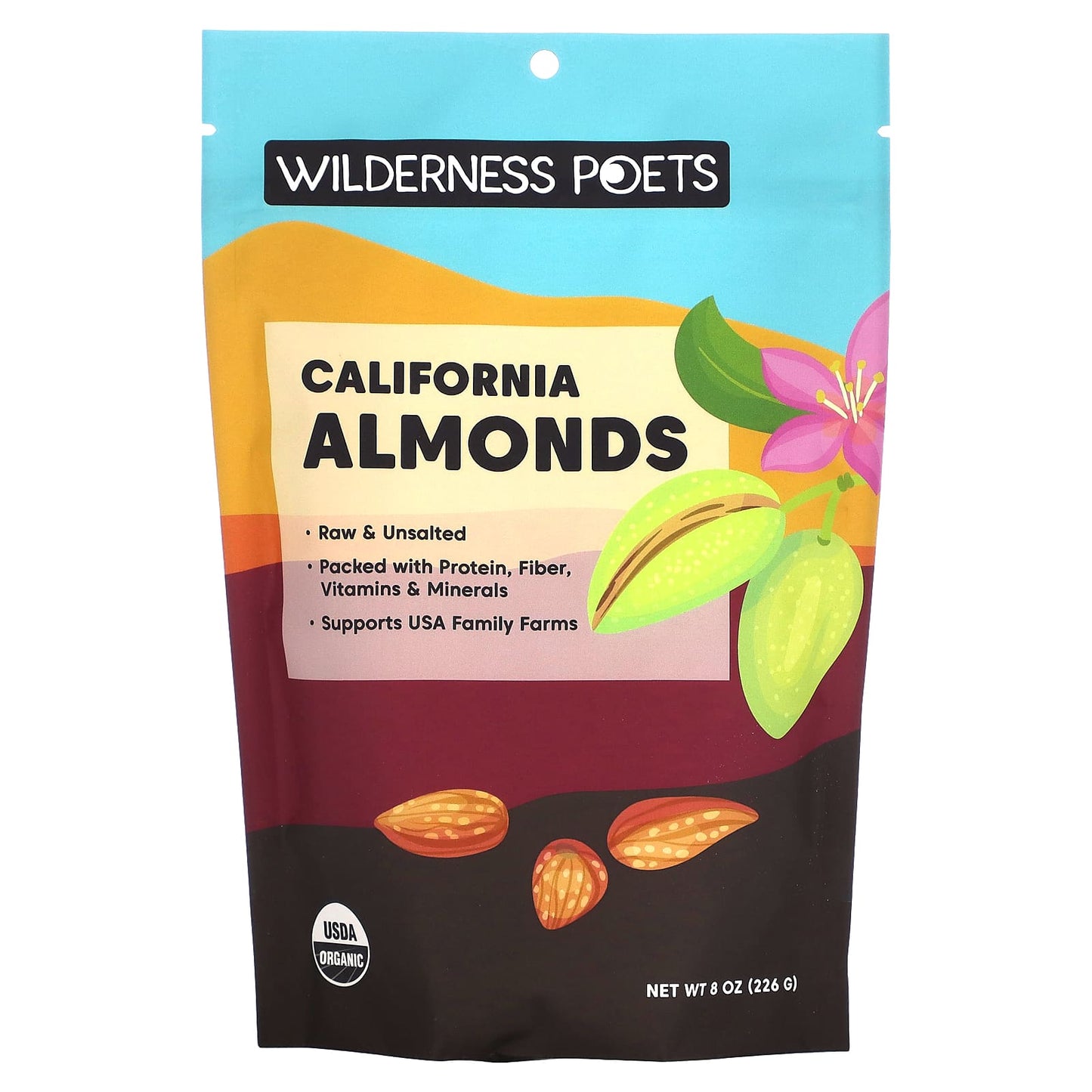 Wilderness Poets, Organic California Almonds, 8 oz (226 g) - Image 1