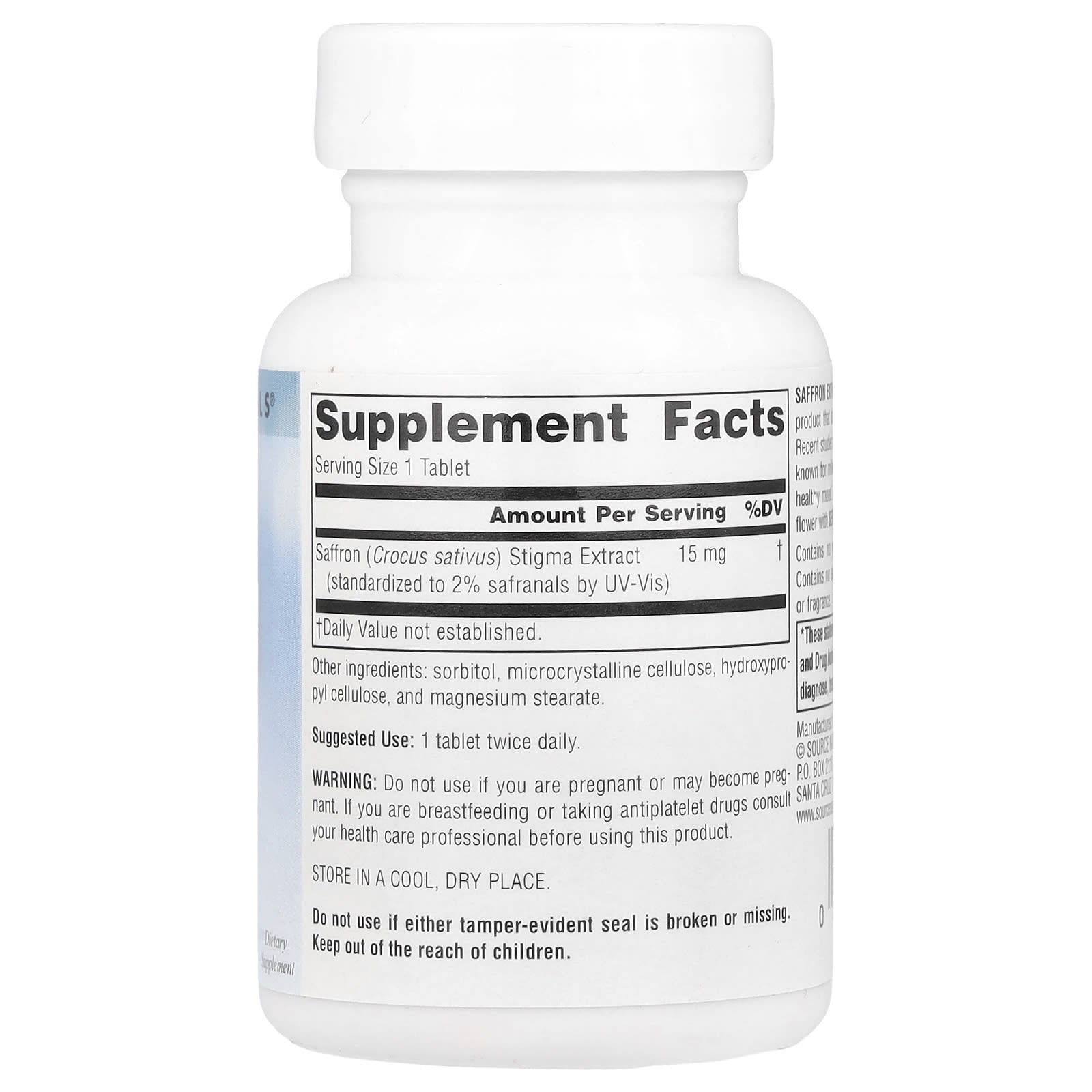 Source Naturals, Saffron Extract , 15 mg, 30 Tablets - Image 2