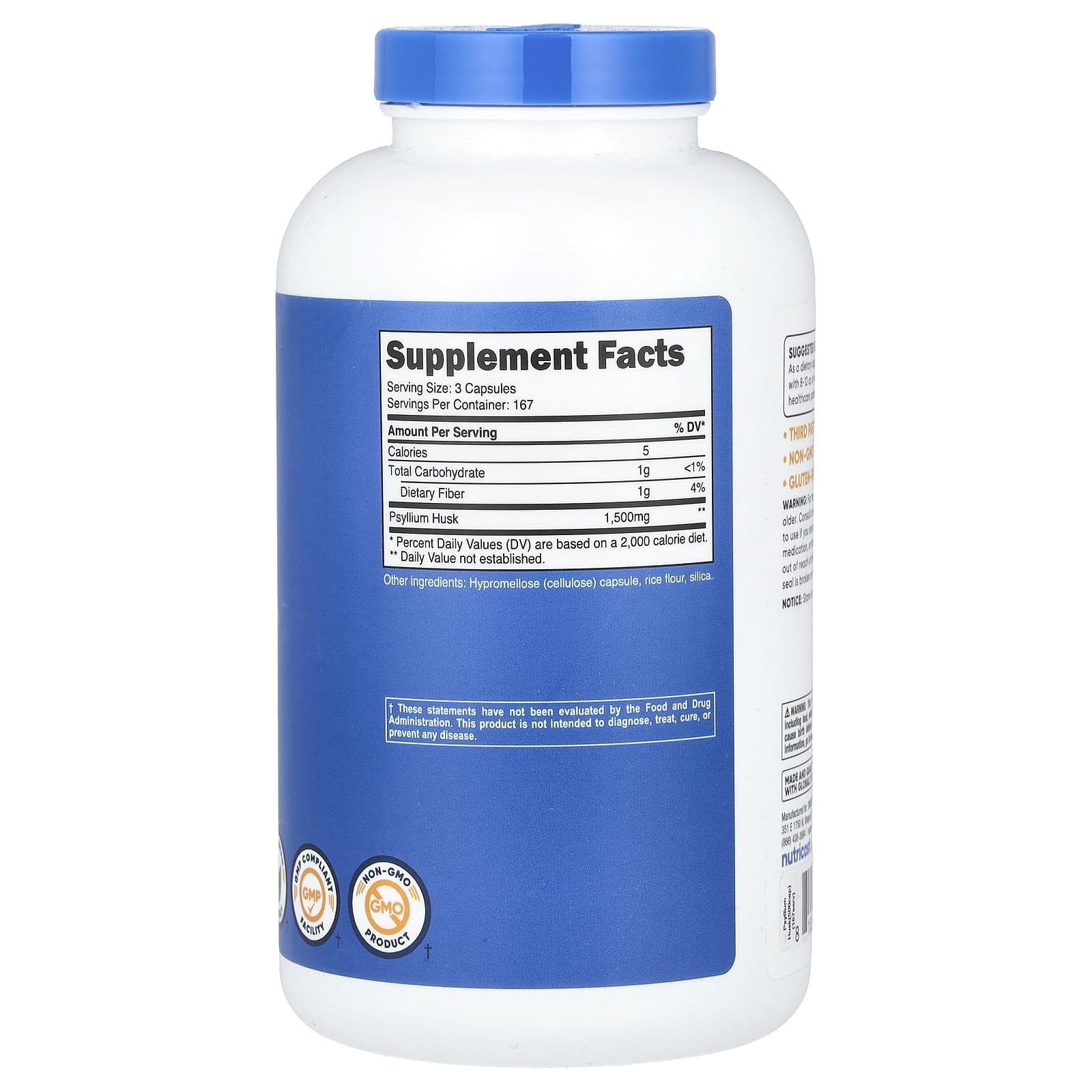 Nutricost, Psyllium Husk, 500 Capsules (500 mg per Capsule) - Image 2