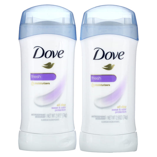 Stay Fresh with Dove Antiperspirant Deodorant, 24 Hour Protection, 2 Pack, 2.6 oz Each - Image 1