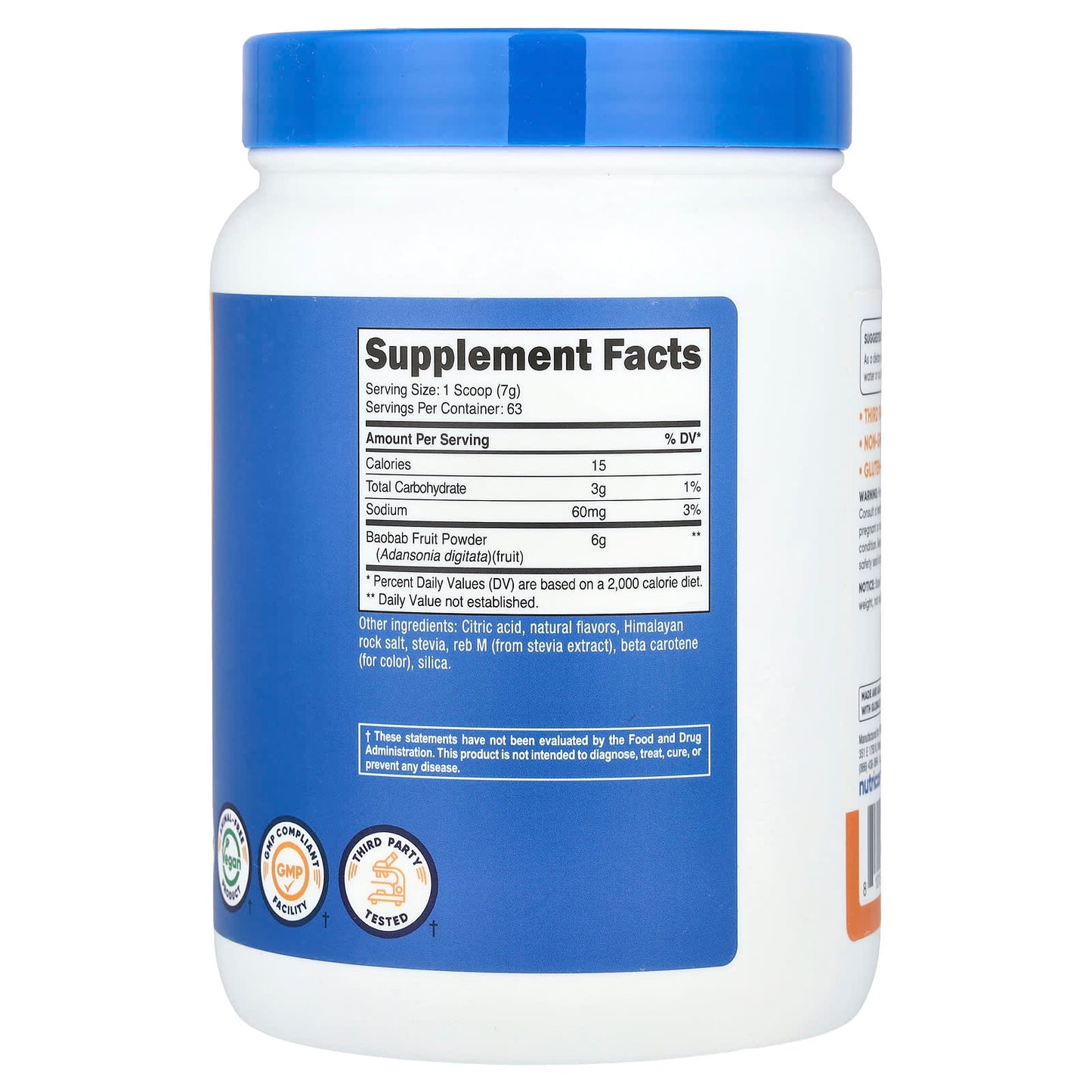 Nutricost, Baobab Fruit Powder, Orange, 1 lb (454 g) - Image 2