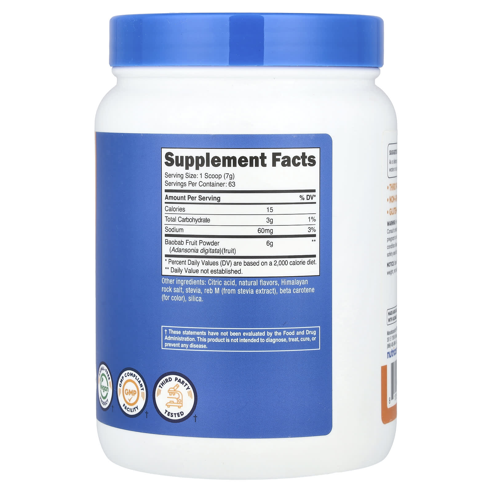 Nutricost, Baobab Fruit Powder, Orange, 1 lb (454 g) - Image 2