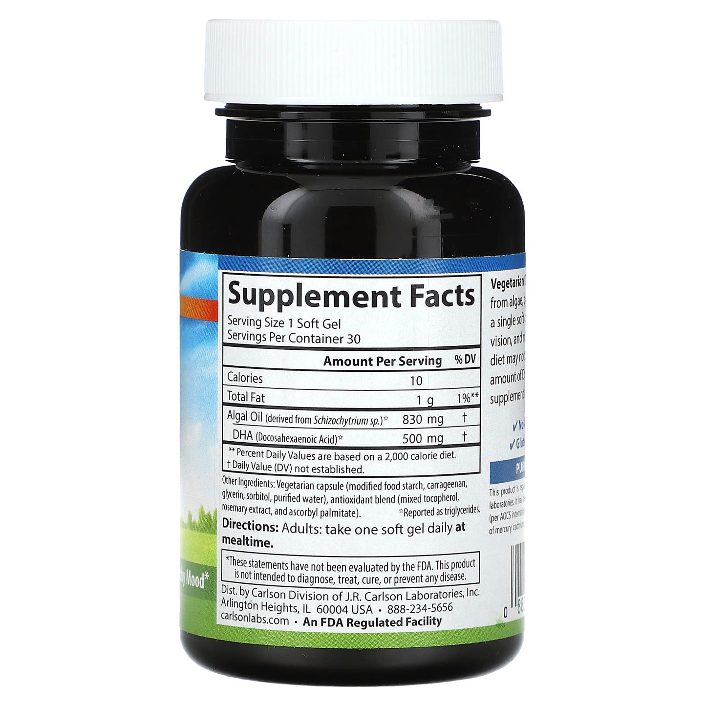 Carlson Vegetarian DHA 500mg Soft Gels for Cognitive Support - Image 2