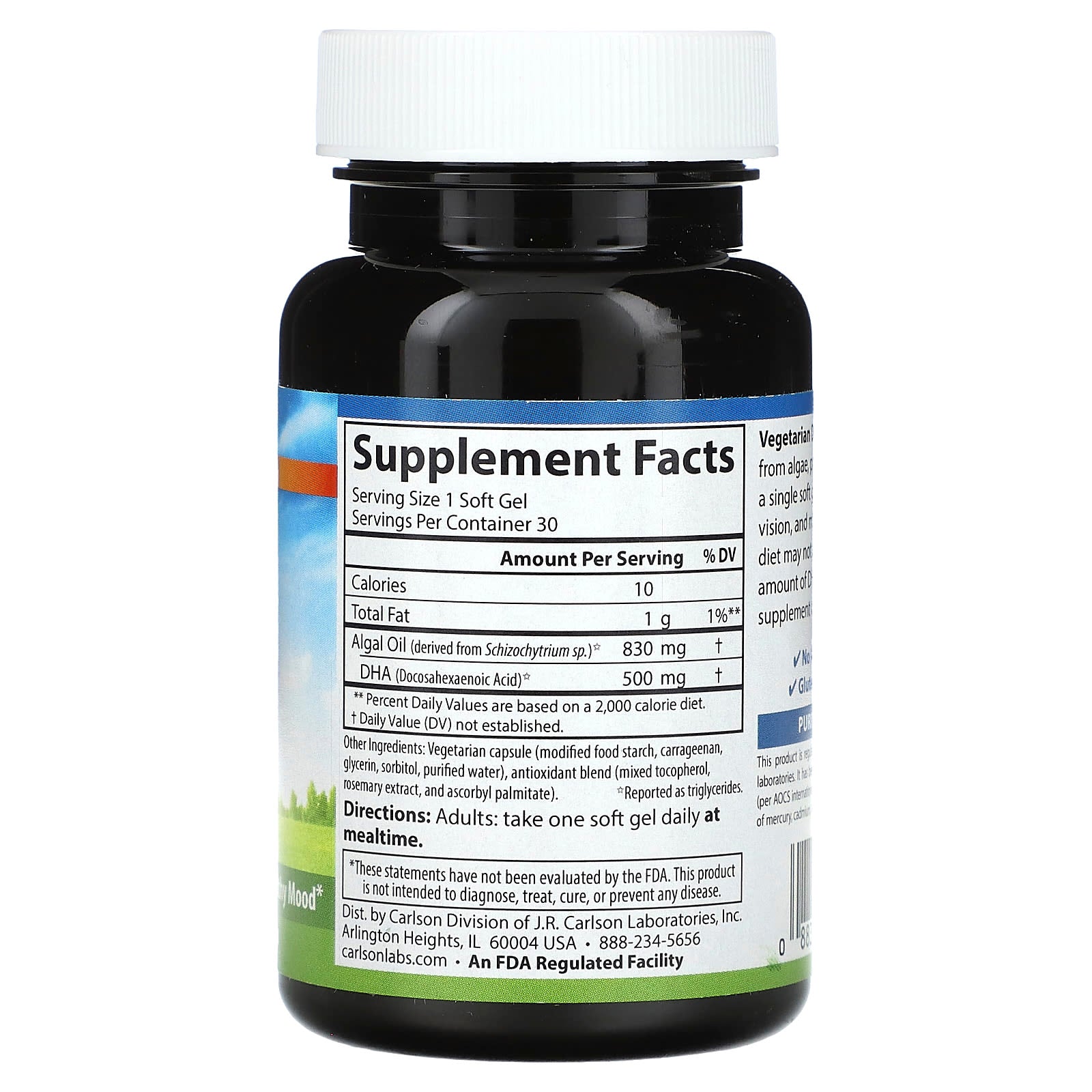 Carlson Vegetarian DHA 500mg Soft Gels for Cognitive Support - Image 2