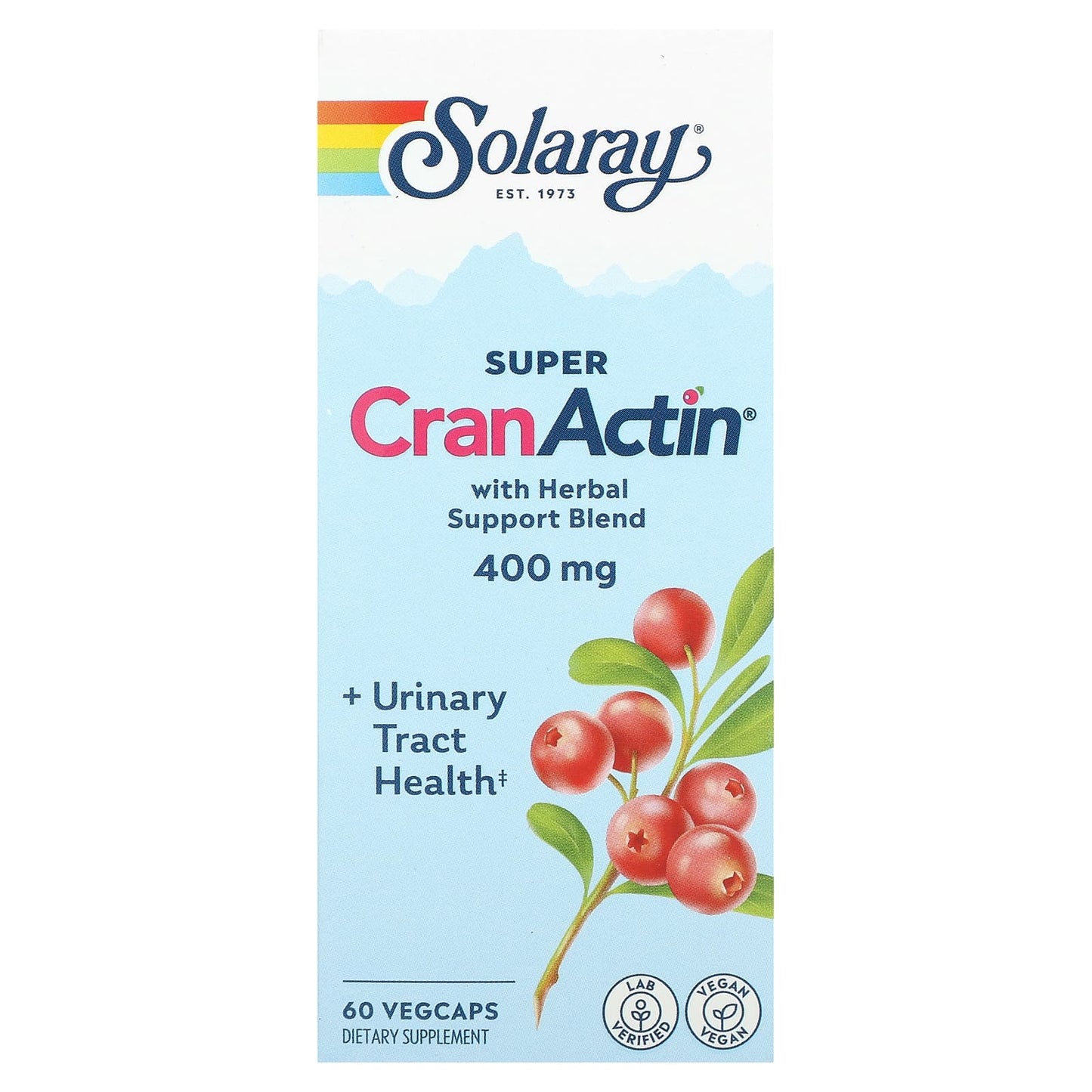 Solaray, Super CranActin with Herbal Support Blend, 400 mg, 60 VegCaps - Image 1