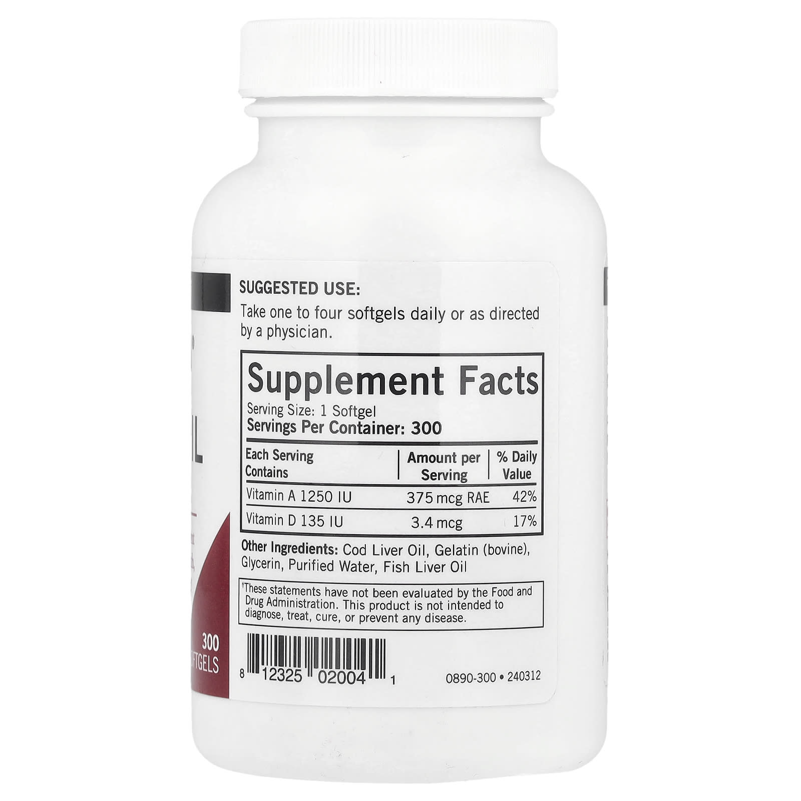 Kirkman Labs, Cod Liver Oil with Vitamins A & D, 300 Softgels - Image 2